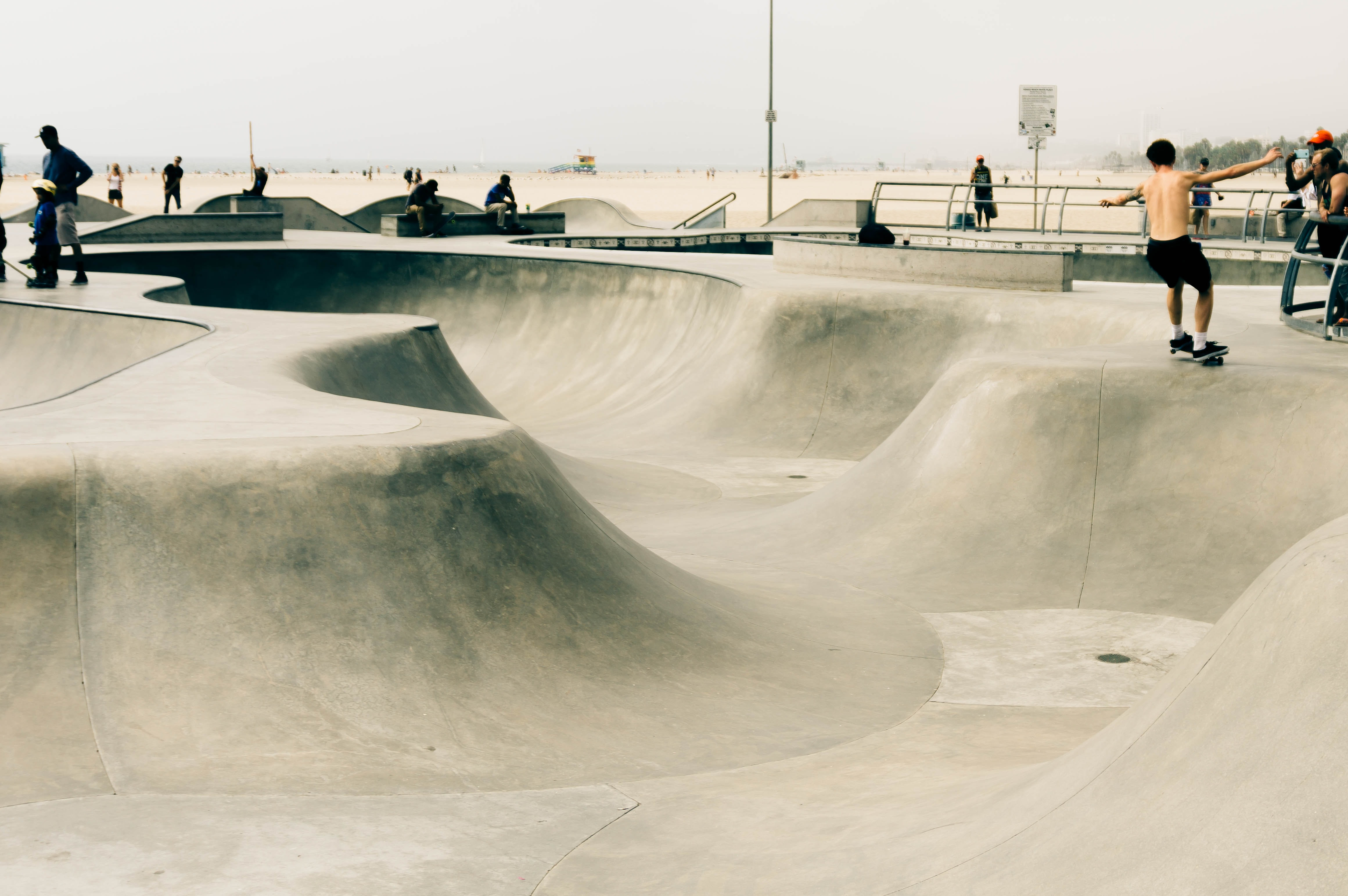 venice beach skatepark. men riding skateboard at daytime