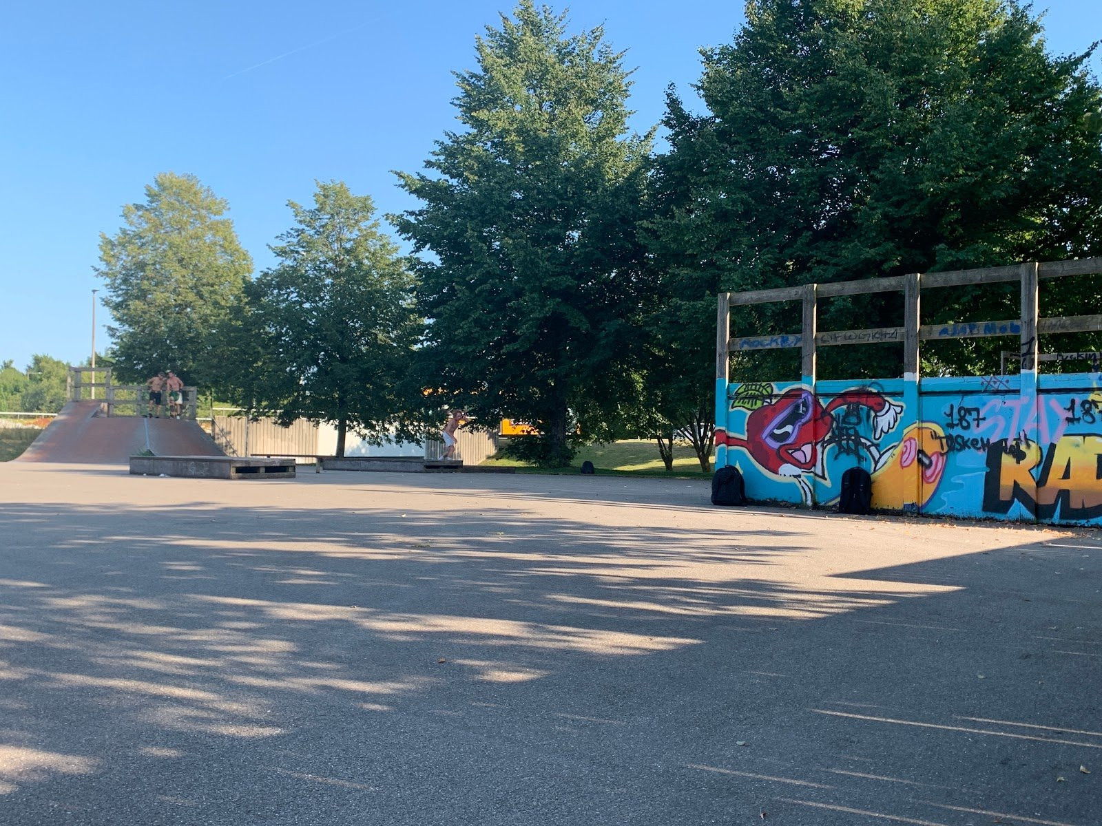 A rather large skating course with various obstacles. The park has a foundation of asphalt and there is an appropriate distance between the ramps. There is a large and a small bank, a quarter, a fun box, a pyramid and a couple of different rails. Curbs/ledges in different sizes and a movable manual pad. It is possible to buy food and beverages at a kiosk which is about 5-10 minutes away. The nearest station is Vallensbæk, which is walking distance from the park (about 15 minutes). You will have everything you need at the park, however, it does not offer many opportunities for creative lines. Therefore, park is recommended for beginners, however, more experienced skaters should not go out of their way to visit the park.