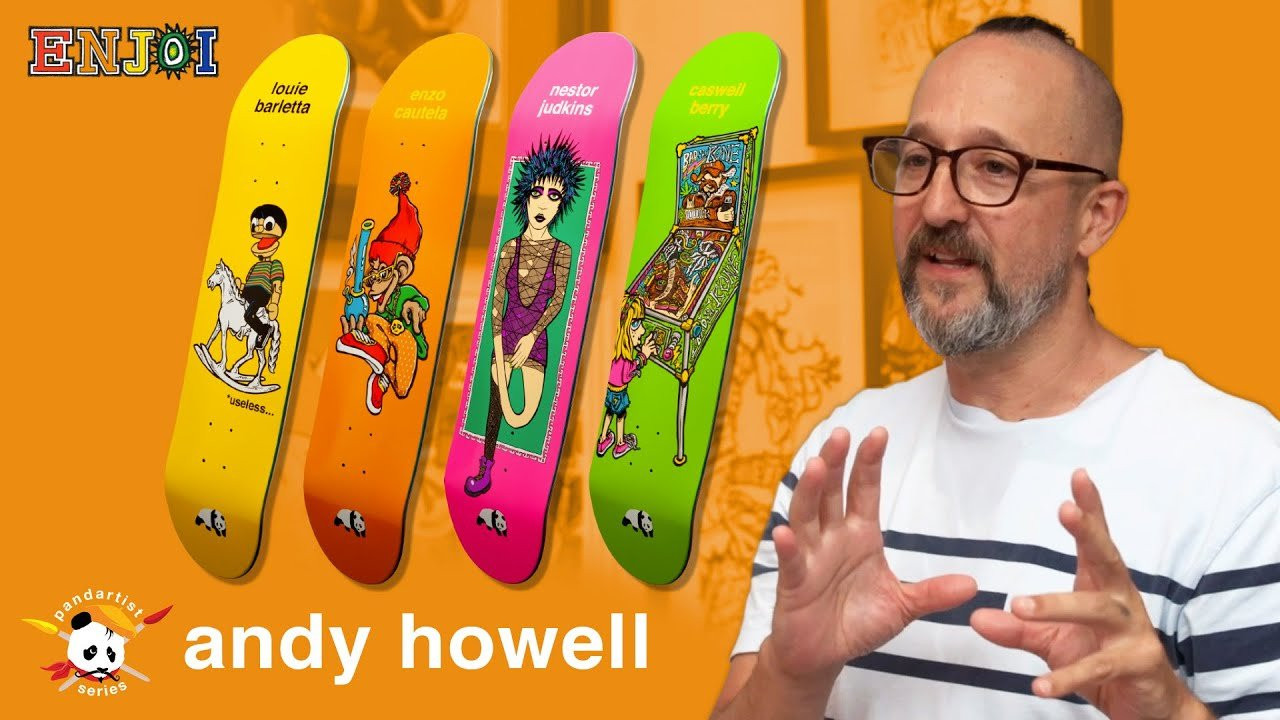 Enjoi Pandartist episode 43: Andy Howell<br />New Deal x enjoi colab with all the original artists.<br />Watch master storyteller Andy Howell explain how these useless wooden toys came to be.<br />30 years in the making. What’s the deal?<br /> <br /> <br />Music:<br />The Odd Numbers<br />Song:<br />The Getaway<br /> <br />Beer City Records<br />link to buy the full length:<br />https://bit.ly/2X49PA4<br /><br />shop-- https://thankyousupply.com/enjoi<br />subscribe-- http://bit.ly/SubscribeEnjoi<br />instagram-- https://www.instagram.com/enjoi<br />facebook-- https://www.facebook.com/enjoi<br />twitter-- https://twitter.com/enjoi<br /><br />#enjoi #skateboarding #enjoiskateboarding