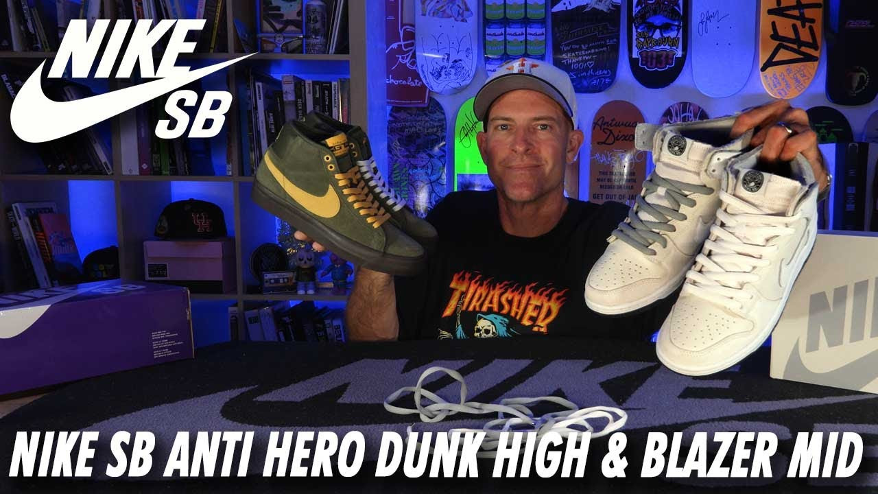 👍 Don't forget to hit LIKE if you enjoyed the video, and for more unboxings, reviews, and skateboarding content, make sure to SUBSCRIBE and ring the bell 🔔 to get notified!<br /><br />Follow and Shop with Southside 24/7/365 https://linktr.ee/southsideskateshop 🙌<br /><br />Join our FREE Raffle! Download the Southside Skateshop app and turn notifications ON.<br /><br />In this video, we’re diving into two iconic collaborations between Nike SB and Anti Hero Skateboards: the Nike SB Dunk High and Blazer Mid. Both of these sneakers bring together timeless design and skate-ready durability, with distinct features that pay homage to Anti Hero's rugged aesthetic.<br /><br />We’ll break down each shoe’s unique details, from the Dunk High's tubled leather and crackle leather, alternate laces, and accented heels with the classic Anti Hero logos and font, to the Blazer Mid’s clean lines and standout colorway that makes a statement both on and off the board. Get ready for insights into the build quality, performance, and style elements that make these collaborations special.<br /><br />Hit that like, follow, subscribe button for more in-depth reviews on your favorite skate shoes, and let us know in the comments which one you’re liking more!<br /><br />Stay tuned for more exciting content, and thank you for being a part of our growing YouTube community! Don't forget to leave your positive feedback and comment below! #bigo<br /><br />Join our FREE Raffle! Download the Southside Skateshop app and turn notifications ON.<br /><br />Raffle winners will be emailed on Sunday 11/17/24<br /><br />Nike SB Anti Hero Dunk High & Blazer MID<br /><br />Dunk High MSRP: $145 Sizes 8-13 available<br /><br />Blazer MID MSRP: $110 Sizes 8-13 available<br /><br />Use code: AH15 for 15% OFF site wide!<br /><br />Stay tuned for more exciting content, and thank you for being a part of our growing YouTube community! Don't forget to leave your positive feedback and comment below! #bigo