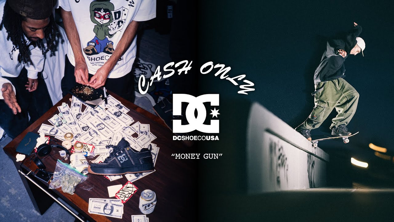Inspired by the golden era of skateboarding, rap, and pop culture, the collaboration between the independent streetwear brand Cash Only and DC Shoes features a limited rip-away denim DC Lynx inspired by Cash Only's infamous 'jorts'. The collection and pays tribute to the period before smartphones and YouTube when pants were big, dreams were even bigger, and the only way to experience a city and its scene was to physically travel to it.