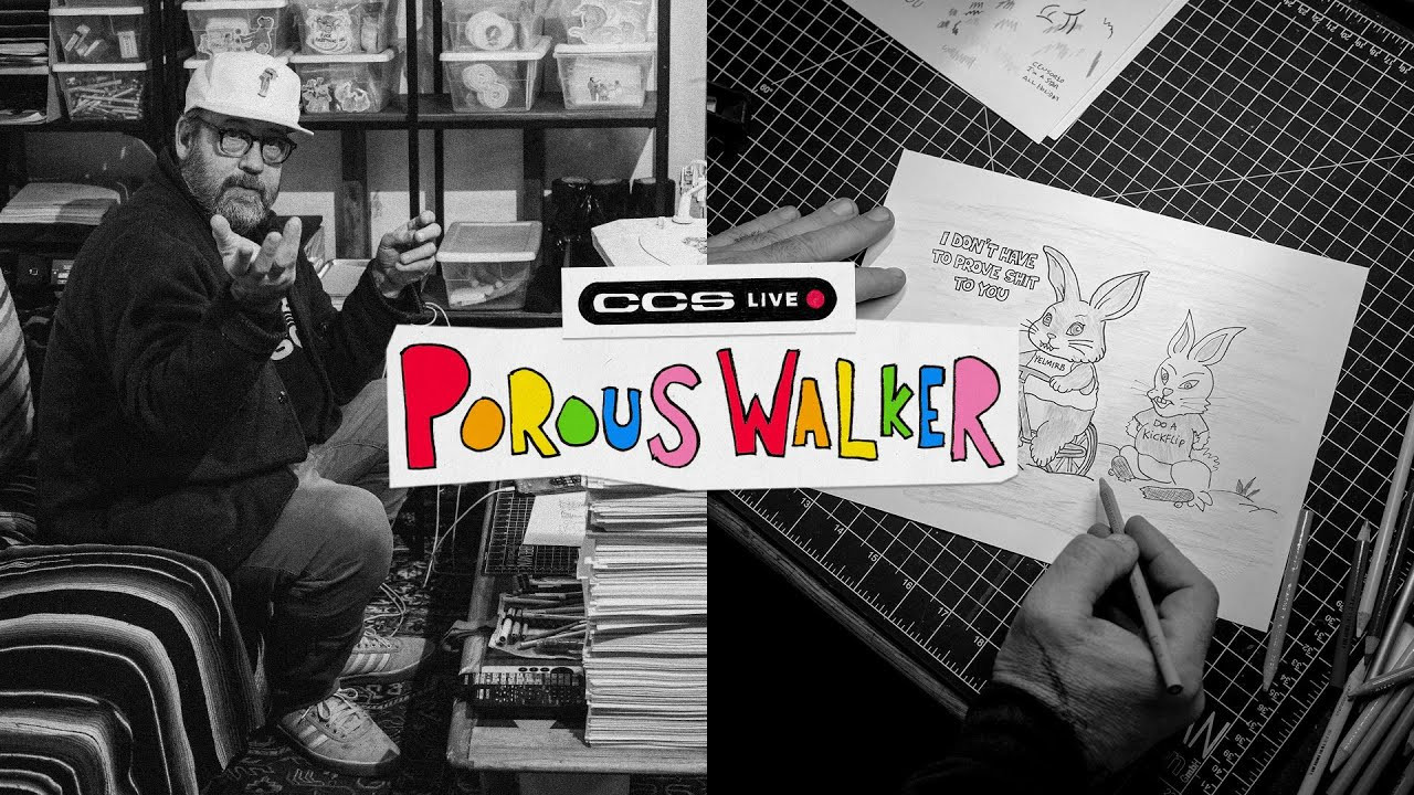 CCS spent a day at Porous Walker's studio to talk about art and draw some new graphics for his signature CCS collection, available now<br /><br />https://shop.ccs.com/collections/ccs-customs-porous-walker-live