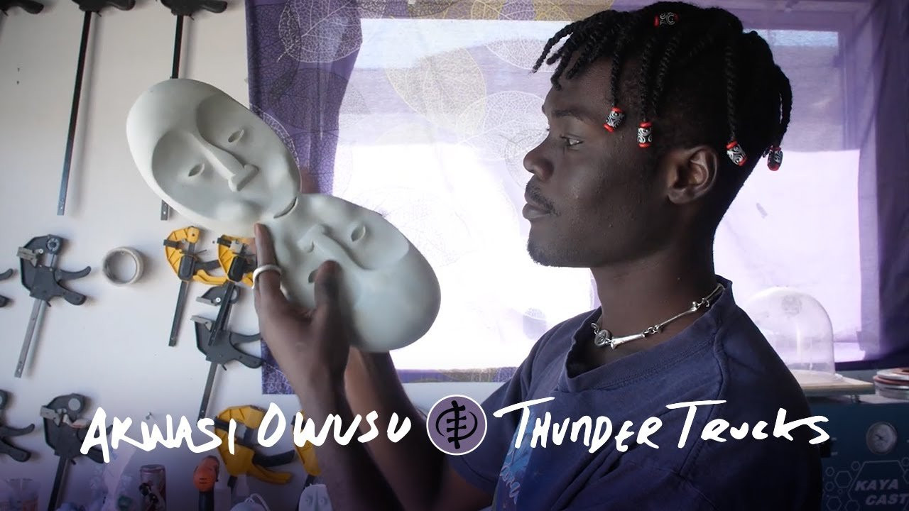 Akwasí showed us around his DIY studio to give us a glimpse into his creative process, and how skating influences his art, sculptures, music, and every project he jumps into. https://www.thundertrucks.com/features/akwasi/<br /><br />As long-time fans of Akwasí's skating and artwork, we're honored to work with him on the newest Thunder Guest Artist collection. https://www.thundertrucks.com/features/akwasi/<br /><br />Featuring Pro Edition Trucks, Short-Sleeve Tee, and Custom Wax, all adorned with Akwasí 's one-of-a-kind mask and signature emblem. <br /><br />For more of Akwasi’s work, visit https://www.ohwusup.com/shop and Follow @‌akwasi https://www.instagram.com/akwxi/ <br /><br />https://www.thundertrucks.com/<br />https://www.instagram.com/thundertrucks/<br />#ThunderTrucks #KnowControl
