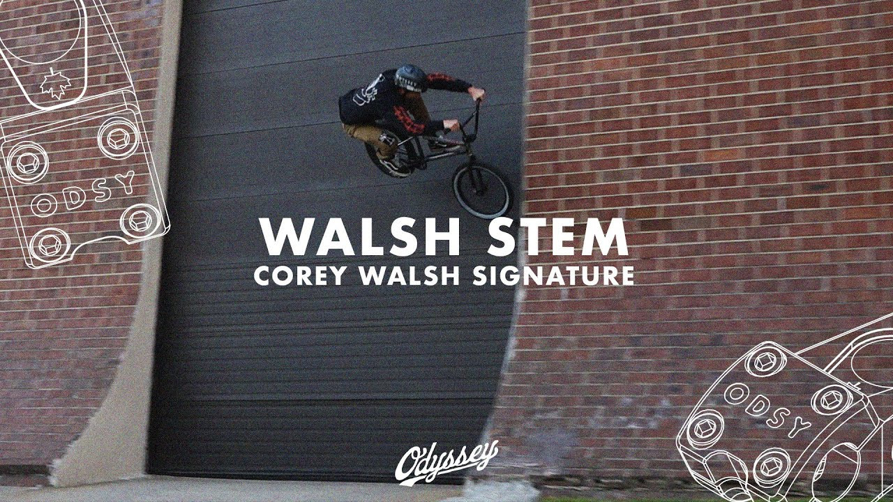 Corey Walsh signature stem available now! <br /><br />When Corey Walsh officially came on in 2021, talks of signature parts started right away. We needed a stem that suited Corey’s needs and riding style, so we got working on that with his input…. and here we finally are. The WALSH stem is unique to our line up given its reach and rise, and it is surely ready to rip!<br /><br />Features<br /><br />Corey Walsh Signature<br />Unique surface contouring for superior handlebar grip<br />Six bolt clamping configuration<br />6061-T6 aluminum, CNC machined<br />Specs<br /><br />Reach: 53mm<br />Rise: 22mm<br /><br /><br /><br />Music: Primitive Knot - "Bone Pit"<br />www.primitiveknot.bandcamp.com<br /><br />---<br />https://odysseybmx.com<br />https://shop.odysseybmx.com<br />---<br />https://facebook.com/odsybmx<br />https://twitter.com/odysseybmx<br />https://instagram.com/odysseybmx<br />https://youtube.com/odsyvision