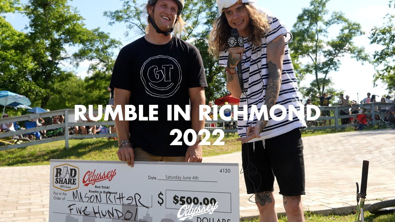 The second Rumble in Richmond went down this past weekend in Richmond, Virginia.. so you know we had to get out there to partake in the festivities and harass some peeps with the Odyssey mic. Featuring Tom Dugan, Corey Walsh, Justin Spriet, Preston Okert, Gary Young, Jason Watts, Mason Ritter, Jeff Purdy, Mykel Larrin, Kris Fox, Julian Molina, and many more. Enjoy!<br /><br />Music by Naxatras<br />www.naxatras.bandcamp.com<br />---<br />https://odysseybmx.com<br />https://shop.odysseybmx.com<br />---<br />https://facebook.com/odsybmx<br />https://twitter.com/odysseybmx<br />https://instagram.com/odysseybmx<br />https://youtube.com/odsyvision
