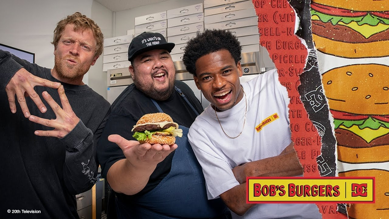Chef Alvin is a huge fan of Bob’s Burgers, so we were happy to bring him on to help craft the Burgers of the Day!<br /><br />Inspired by those famous Bob's puns, DC partnered with US chef, media personality, and Eggslut and Amboy founder Alvin Cailan to create a series of seven original burger recipes inspired by skateboarding tricks. <br /><br />Think burgers like the Pop Chevre It, Portobell-No Comply, Frontside 360 Pickle Flip, and Big Spin-ach, turned into custom graphics and deployed across the capsule collection.<br /><br />So, stay tuned for the Burgers of the Week featuring Chef Alvin, Wes Kremer, and Ish Cepeda!<br /><br />Shop the Collection: http://dcshoes.com/bobs-burgers<br /><br /><br /><br /><br />.