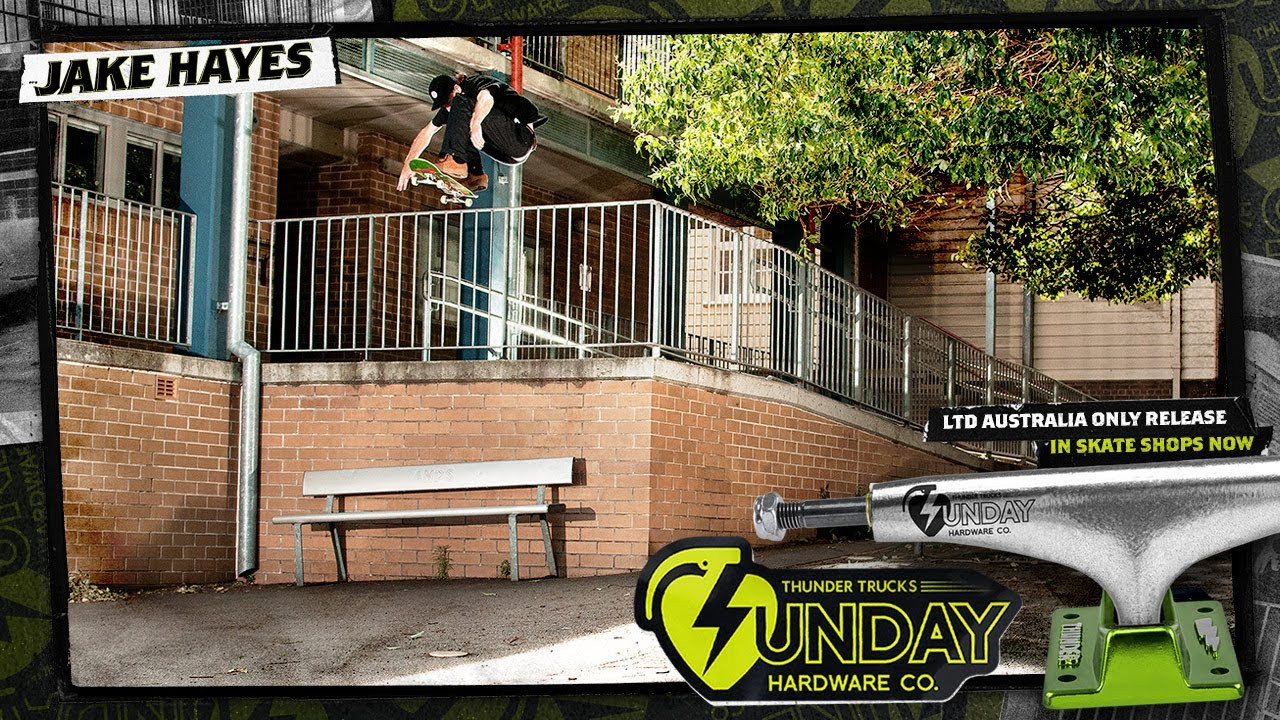 “Sunday Hardware is a skater owned brand out of Sydney, Australia started by our good friend George Kousoulis. We have been fans of Sunday for a while now, and the reasons are pretty obvious... just look at their pro line up... Jake Hayes, Dane Burman, Gabriel Summers, Dean Palmer, and Chima Ferguson... they all ride for Thunder!<br /><br />Chima and I had chatted about doing a Sunday x Thunder collab a few times, and we finally got around to making it happen. George handled the camera and edit, in between shifts at Lodown Skate Shop, and the crew went to work on their favorite Aussie spots. These boys put a lot into filming for this video, so enjoy! <br /><br />Since Sunday Hardware is only available at skate shops in Australia, at least for the time being, we felt it only fitting that the New Thunder X Sunday Hardware LTD Collection should be an Australia only release as well. Cheers!” - Christian Alexander (Thunder Brand Manager)<br /><br />147 & 149 Lights, Thunder X Sunday T-Shirts & Stickers. Available in skate shops across Australia Now.<br /><br />Video filmed & edited by George Kousoulis AKA Zoolz<br /><br />Filmed & edited by George Kousoulis. https://www.instagram.com/zoolz/<br />Titling animations by Troy Cobucci : https://www.instagram.com/c0bucci/<br /><br />https://www.instagram.com/sundayhardware/<br />https://www.instagram.com/thundertrucks/<br />http://www.thundertrucks.com<br />https://www.facebook.com/thunder.trucks/<br />#ThunderTrucks<br />https://www.twitter.com/thundertrucks/