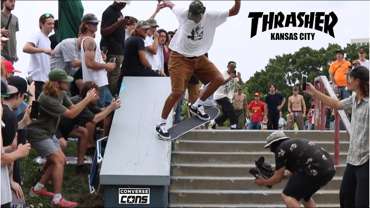 The Local KC Homies Shred with the Converse Team for Thrasher Weekend. Harrison St. DIY Jam and Penn Valley Demo. Film/Edit: Chris Barber.<br />Featuring: The Hypeman Gary Rogers. The Converse Team: Raney Beres. Louie Lopez, Zered Bassett, Ryan Townley, Milton Martinez, Aaron Herrington, Romel Torres, Kaue Cossa, Jake Johnson, Bobby De Keyzer, Brian Delatorre, Brianna Delaney and Brian O'Dwyer. KC Locals: Jared Smith, Lucas Delao, Calvin Spilker, Kyle Hemshrot, Seth Corson, Connor Fletcher, Sawyer Stevens, Mikey Santillan, Sonny Stanley and more. <br />@ThrasherMag @Converse_CONS @escapistskate