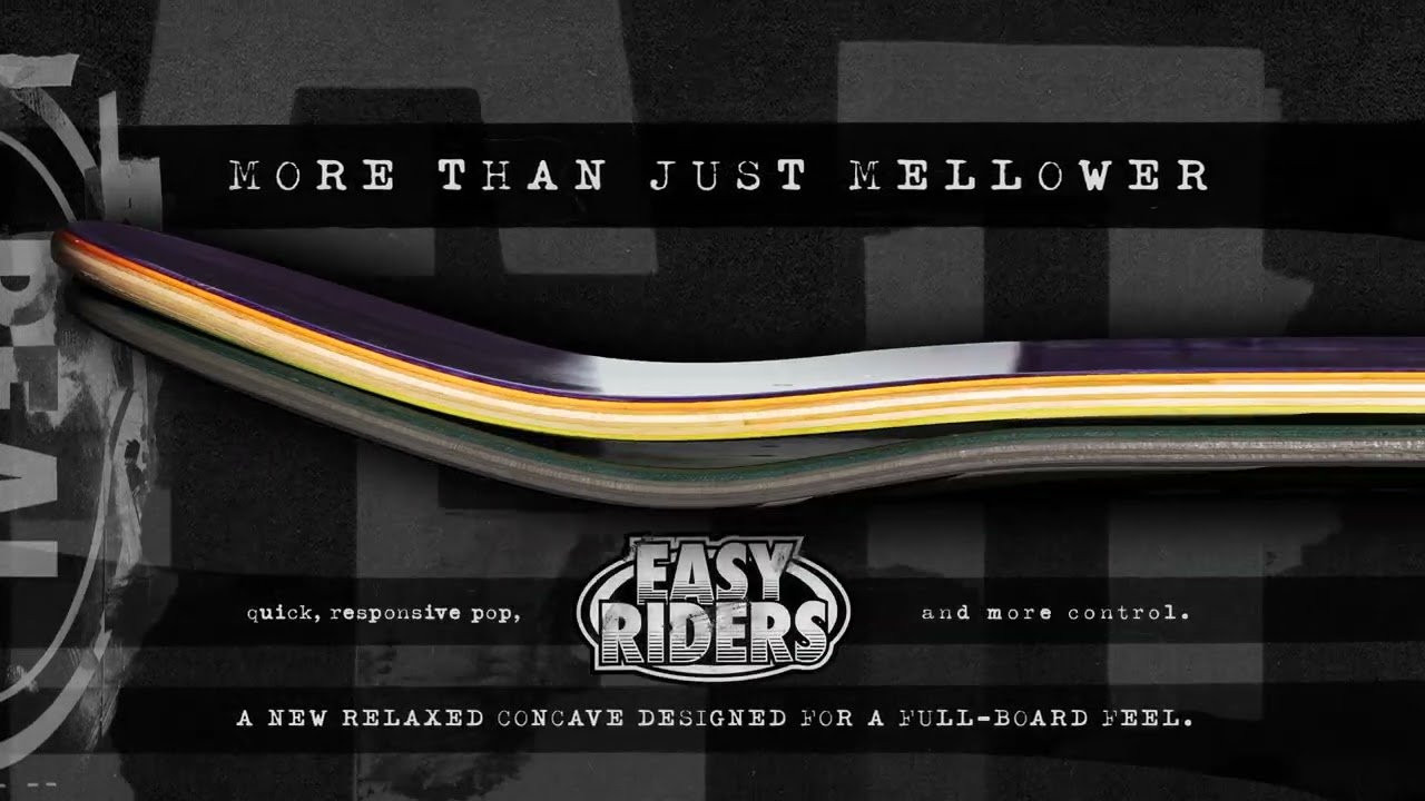 The new Easy Riders Mold has many benefits behind its design. Close to a year of development went into it, and we’re excited for it to be available for your community and under your feet.<br /><br />Easy Riders feature a new, relaxed concave and design for a full-board feel.<br />- Shallower concave from rail to rail with a gradual transition from nose and tail for more board feel and sweet spot for your feet.<br />- Symmetrical, more drawn-out angles in the nose and tail for versatility and control.<br />- Increased rocker at center for added strength and lower center of gravity<br />- Comfy Quality Guaranteed.