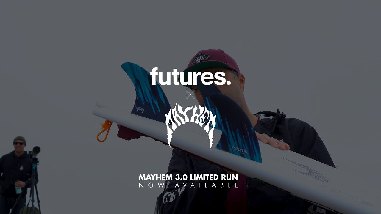 *LIMITED EDITION MAYHEM 3.0 AVAILABLE IN VAPOR CORE CONSTRUCTION*<br /><br />“The Mayhem 3.0 is an all new template. We wanted to add a bit more base, with more rake and a narrower tapered tip than our long-standing thruster template. The reduced tip area, with a tapered flex, adds release and freedom for quick transitions in and out of turns, when needed.<br /><br />This limited edition Mayhem 3.0 Vapor Core is available in our M/L (Medium/Large) template for typically sized full-grown surfers (150-190 lbs).”<br />- @matt_biolos <br /><br />• Template Category | Rake (drawn out, drive)<br />• Construction | Vapor Core<br />• Size | M/L