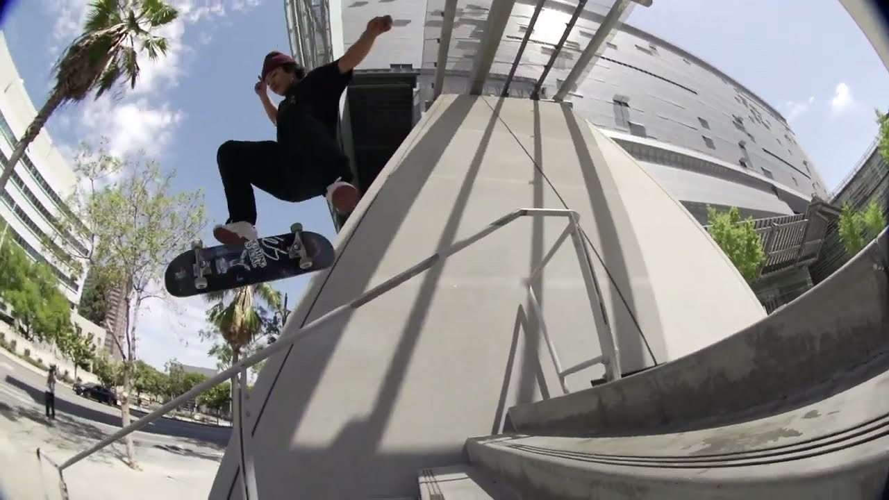 Juan Moreno with a proper hardflip over a Downtown LA Handrail. Riding our OG Bear Cutout Grip.<br /><br /><br />#GRIZZLYGANG #GrizzlyGriptape #Skateboarding