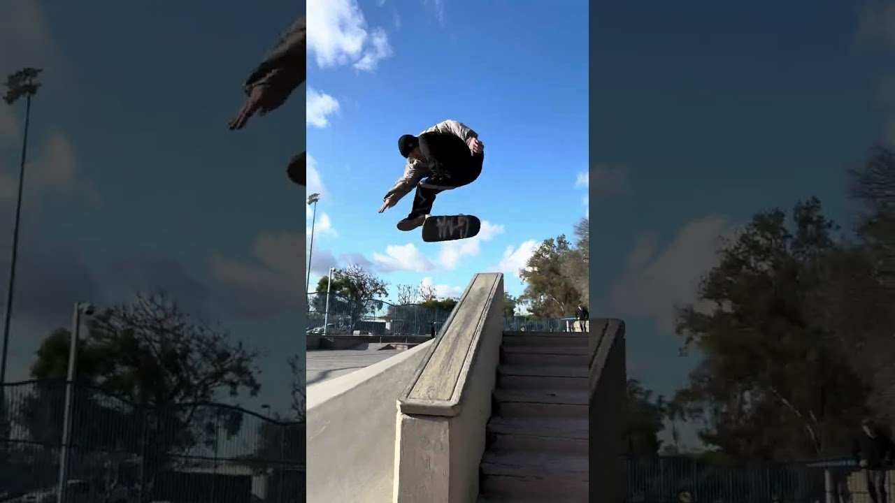 Joslin skating Santa Ana skatepark on his new Porcelain graphic