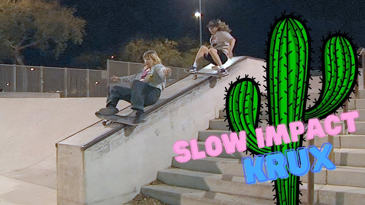 Krux riders Marbie, Poe Pinson, Ryan Lay, Paige Heyn and Christine Cottam pay the Cactus taxes and hang at the first ever Slow Impact event in Tempe, AZ. Big thank you to Ryan Lay and the Skate After School squad for creating this amazing event. <br /><br />Filmed and Edited by Rey Choto<br />Follow Rey here:<br />https://www.instagram.com/wetnegatives/<br /><br />Music by:<br />Lealani "Floating"<br />https://open.spotify.com/track/0WyioCJi9ox0PYMUR0NGxy?si=9d1252a7776349d2<br />St. X "Machu Picchu"<br />https://open.spotify.com/track/008A4JJteOiJQdMsqWqTdQ?si=afd1ef27cd744501<br /><br />Follow Marbie:<br />https://www.instagram.com/marbie.princess/<br /><br />Follow Poe:<br />https://www.instagram.com/poepinson/<br /><br />Follow Slow Impact:<br />https://www.instagram.com/slowimpactaz/<br /><br />Follow Skate After School:<br />https://www.instagram.com/skateafterschool/<br /><br />Follow Krux Trucks:<br />https://www.instagram.com/kruxtrucks/<br /><br />Krux Tiktok:<br />https://www.tiktok.com/@kruxtrucks?is_from_webapp=1&sender_device=pc