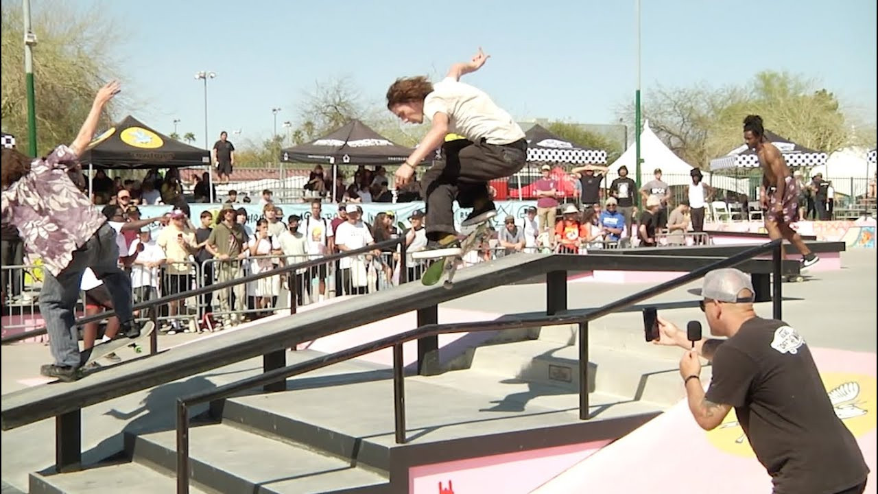 PHXAM 2022 presented by Vans, Best Trick Contest!<br /><br />Every year after Finals, anyone that entered PHXAM is welcome to skate the 'Best Trick' contest. This year's set up was a little different. Instead of one big obstacle, it was held in four different sections. With one winner in each section getting $1000, it was chaotic to say the least. Extra special too because Vans matched the $4000 prize purse in donation to The Cowtown S.K.A.T.E. nonprofit organization! <br /><br />WINNERS:<br />Keyhole Wall - Liam Pace - Indy 540<br />Rainbow Rail - Kieran Woolley - “Double Trouble”<br />Double Set Rail - Braden Hoban - Kickflip Gap to Crook<br />Double Set - Braden Hoban -Kickflip Late Shuv-It <br /><br />For full contest results and more visit PHXAM.COM<br /><br />Skating in order:<br />Nick Papa, Jake Yanko, Kieran Woolley, Liam Pace, Piero Rosero, Jonathan Henderson, Alex Willms, Jhancarlos Gonzalez, Austin Salzman, Arthur Cordova, Deon Harris & Braden Hoban.<br /><br />Film:<br />Brian Masterson<br />Josh Metzger<br />Carlos Monge<br /><br />Edit:<br />Tim Vasquez<br /><br />Music:<br />Kevin Morby<br />'1234'<br />City Music<br /><br />Endless thanks to Vans, Bones Wheels, Independent Trucks, Thrasher, Real Skateboards, Pro-Tec, Bones Bearings, Diamond Supply Co. & Mob Grip for making this event possible.
