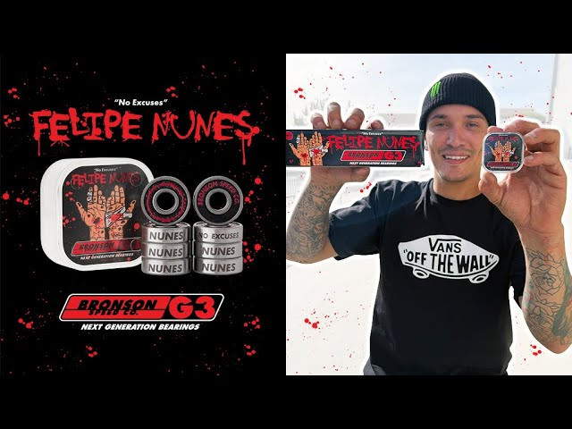 Felipe Nunes sets up his new Pro G3 Colorway bearings and skates a bump to barrier in the streets of SD. Available NOW at your local skateshop! NO EXCUSES!<br /><br />Shop Felipe's Pro Bearings:<br />(https://nhsskatedirect.com/products/felipe-nunes-pro-g3-box-8-bronson-speed-co-skateboard-bearings)<br /><br />Follow Felipe: (https://www.instagram.com/felipenunesskate/)<br /><br />Filmed by:<br />Jesse Sliva: (https://www.instagram.com/noguf/)<br />Jacob "Paco" Nuñez: (https://www.instagram.com/paconertz/)<br /><br />Edited by:<br />Jacob "Paco" Nuñez: (https://www.instagram.com/paconertz/)<br /><br />Bearing Artwork by Jason Arnold: (https://www.instagram.com/jason_c_arnold/)<br /><br />Subscribe to the Next Generation Channel:<br />🏁 http://bit.ly/NextGenerationChannel​ 🏁<br /><br />Learn More about Bronson RAW Bearings: https://goo.gl/d5EpTR​<br />Learn More about G3 Next Generation Bearings: https://goo.gl/bnc1K9​<br /><br />Keep up with the #FastestBearings​ on Social:<br />🏁 Instagram: https://instagram.com/bronsonspeedco/​<br />🏁 Twitter: https://twitter.com/bronsonspeedco​<br />🏁 Facebook: https://www.facebook.com/BronsonSpeedCo<br /><br />Shop Next Generation Bearings <br />💸 https://nhsskatedirect.com/pages/bronson-speed-co