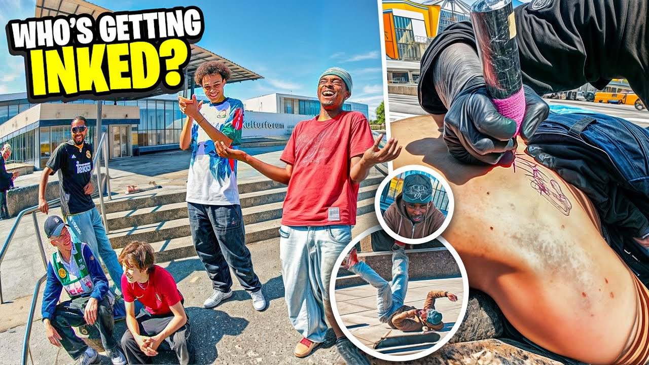 #skateboarding #skate #skatelife <br />New Challenge at Berlin’s Kulturforum: Tattoo for Every Missed Trick?!<br /><br />The crew linked up at Berlin’s legendary Kulturforum spot for a wild new challenge: Land the trick or get tattooed.<br />Skaters in the game: Gino, Luis, Jonny, and Norman.<br /><br />Since most of the crew is underage—and Gino had a flight to Paris the next day—our filmer Norman stepped up as the only one eligible to get inked.<br />So every time the crew couldn’t land a trick in 3 tries, Norman paid the price… with a tattoo.<br /><br />Tattoos were done on the spot by Berlin-based Canadian artist Rebecca – check her out:<br />👉 @deadheat_10000v<br /><br />How many tattoos did Norman end up getting?<br />Who conquered the massive double stairset?<br /><br />Find out in the full video!<br /><br />Skaters:<br />Luis: https://www.instagram.com/bluebeanie_officiall<br />Gino: https://www.instagram.com/lambor.gino<br />Jonny: https://www.instagram.com/jonny10k/<br />Norman: https://www.instagram.com/n0r_photography<br /><br />✅ Sub To The Channel For More Videos: https://youtube.com/doseskateboarding<br /><br />👉 Visit: http://doseskateboarding.com<br />👉 Follow: http://instagram.com/doseskateboarding/<br />👉 Twitter: https://twitter.com/doseskate<br />👉 TIKTOK https://www.tiktok.com/@doseskateboarding<br /><br />Video filmed & edited by Brit: https://instagram.com/britthekid <br /><br />Subscribe to DOSE for more skate life videos.<br />For news about skateboarding every day, check out https://doseskateboarding.com/