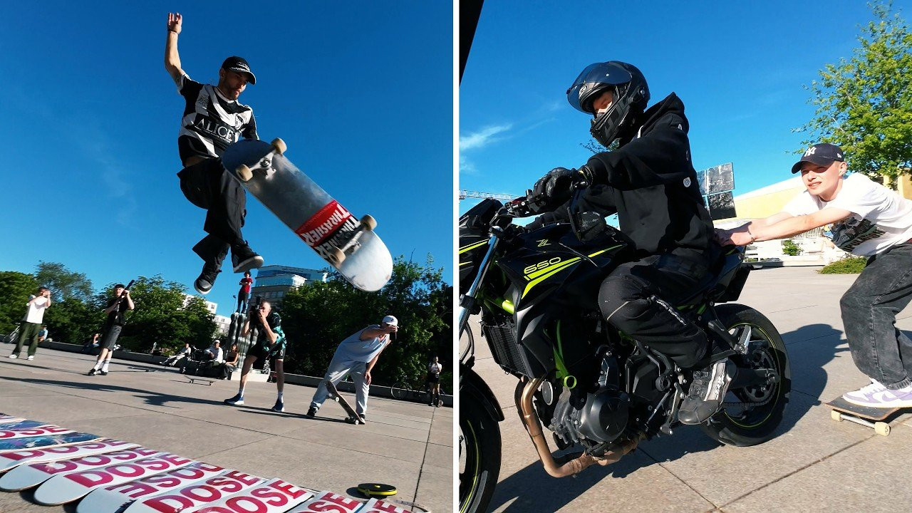 #skateboarding #skatelife #skateboardingisfun <br />This is a "best of" edit from our Farthest Ollie Competition, where we took things to the next level by having a motorcycle tow the skaters for ultimate speed. It was an absolute blast watching American pro skater David Loy and Berlin's Gino Körner battle it out for the $1000 prize. They pushed the limits and managed to ollie over a final length of 30 boards. So sick! Give our video a watch and subscribe to the channel for more skateboarding challenge madness.<br /><br />Skaters:<br />David: https://instagram.com/davidloy<br />Gino: https://www.instagram.com/lambor.gino<br />and more...<br /><br />Motorcycle rider: https://www.instagram.com/randy_g_official<br /><br />✅ Sub To The Channel For More Videos: https://youtube.com/doseskateboarding<br /><br />👉 Visit: http://doseskateboarding.com<br />👉 Follow: http://instagram.com/doseskateboarding/<br />👉 Twitter: https://twitter.com/doseskate<br />👉 TIKTOK https://www.tiktok.com/@doseskateboarding<br /><br />Video filmed & edited by BTK https://instagram.com/britthekid<br />Additional filming & drone by Luke Betts: https://www.instagram.com/escapismist<br />Additional filming: Isidor https://instagram.com/easy__door36<br /><br />Subscribe to DOSE for more skate life videos.<br />For news about skateboarding every day, check out https://doseskateboarding.com/