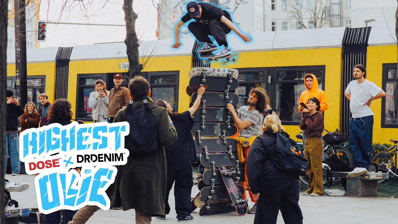 We had no idea how sick our Highest Ollie Challenge was going to be when we invited the city’s top skaters to infamous Spot Bänke in the heart of Berlin.<br /><br />The prize up for grabs? A cool $1000 courtesy of Dr. Denim!<br />https://drdenim.com/<br /><br />You can imagine the hype with that much cash on the line. Stakes were high and the riders pushed themselves to the limit, finally clearing a tower of mind-blowing 19(!) boards to ollie over. Only seeing is believing!<br /><br />Lucky for you we've captured all the break-neck action in our latest YouTube video, so be sure to rub your eyes in disbelief. A huge shoutout to everyone who joined in the fun. We can't wait for our next challenge!<br /><br />✅ Sub To The Channel For More Videos: https://youtube.com/doseskateboarding<br /><br />👉 Visit: http://doseskateboarding.com<br />👉 Follow: http://instagram.com/doseskateboarding/<br />👉 Twitter: https://twitter.com/doseskate<br />👉 TIKTOK https://www.tiktok.com/@doseskateboarding<br /><br />Video filmed & edited by BTK https://instagram.com/britthekid<br />Additional filming: Isidor https://instagram.com/easy__door36<br /><br />Subscribe to DOSE for more skate life videos.<br />For news about skateboarding every day, check out https://doseskateboarding.com/