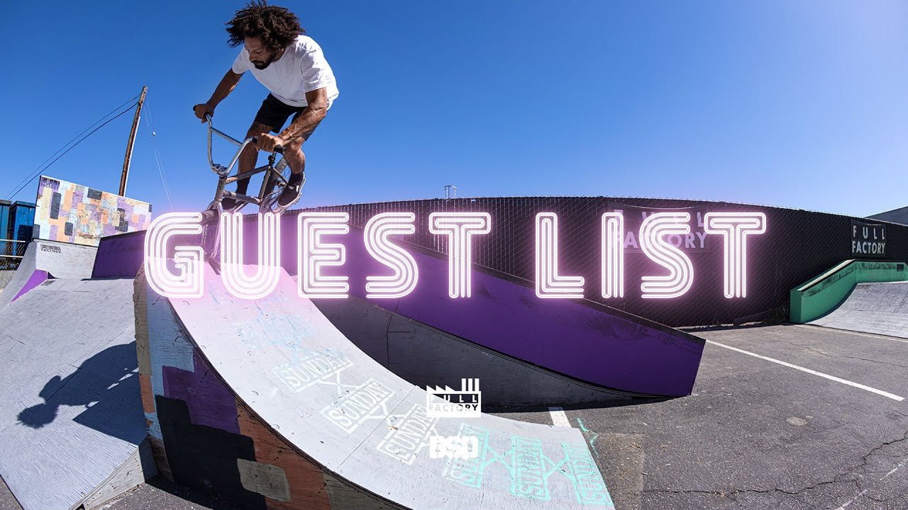 'Guest List' is a series from our U.S. distro, Full Factory. They get a rider from one of their brands to invite a non-affiliated rider for a session on the private Full Factory ramps (and ghetto rails). For this round, Full Factory invited BSD's Trent Lutzke, who brought his homie Lahsaan Kobza, plus a guest appearance from Grant Yoobie...<br /><br />#BMX #BSDFOREVER<br />..............................<br /><br />BSD WEBSITE:<br />http://www.bsdforever.com​​<br /><br />BSD INSTAGRAM:<br />http://www.instagram.com/bsdforever​​<br /><br />BSD FACEBOOK:<br />http://www.facebook.com/bsdforever