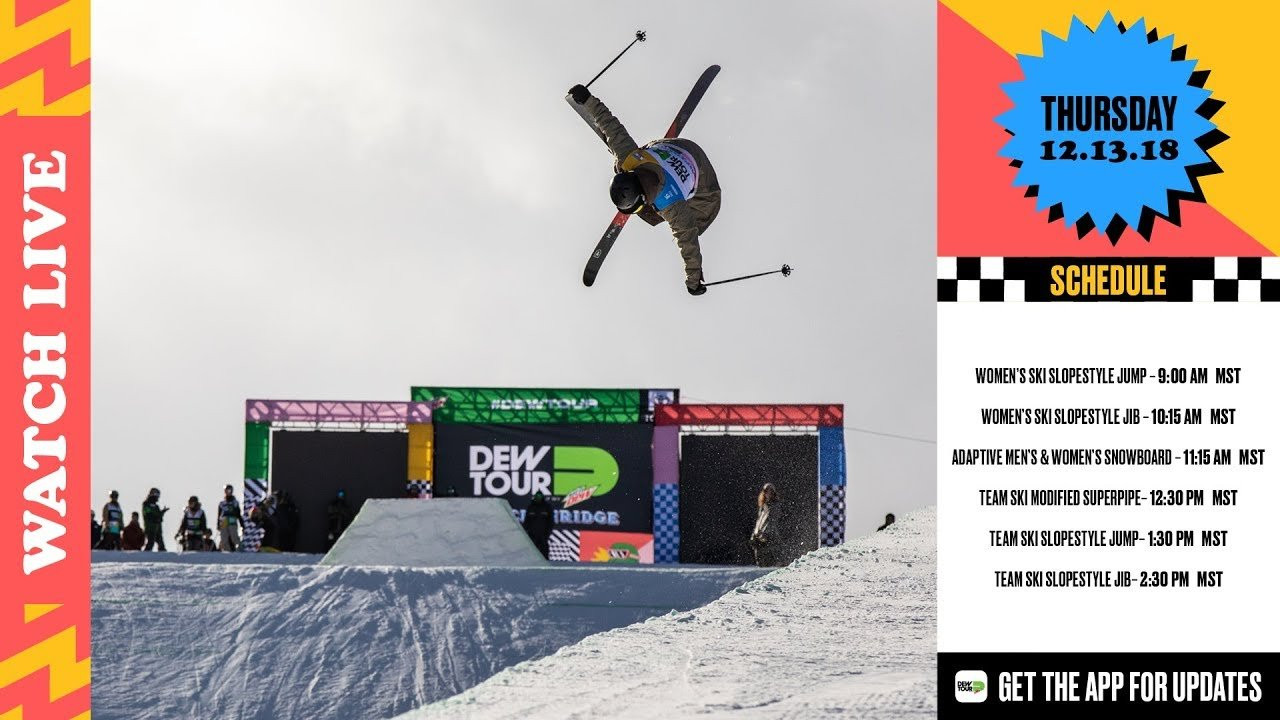 Watch Johanne Killi, Kelly Sildaru, Tess Ledeux, Maggie Voisin and more compete in the women’s ski slopestyle final. Followed up by the men’s and women’s snowboard adaptive banked slalom and finish with Volkl, Atomic, Faction, K2, Armada, and Head competing in the ski Team Challenge.<br /><br />Schedule: <br />9:00 AM - 9:45 AM - WOMEN'S JUMP SKI FINAL<br />10:15 AM - 11:00 AM - WOMEN'S JIB SKI FINAL<br />11:15 PM -12:00 PM - MEN'S & WOMEN'S SB FINAL<br />12:30 PM -1:00 PM - SKI PIPE TEAM FINAL<br />1:30 PM - 2:00 PM - SKI JUMP TEAM FINAL<br />2:30 PM - 3:00 PM - SKI JIB TEAM FINAL