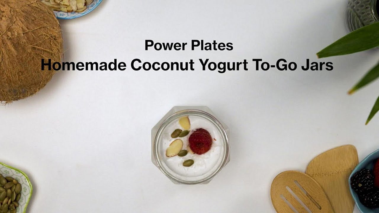 This vegan coconut yogurt requires no fancy equipment or complicated ingredients, and yields a tart, thick and creamy (think Greek yogurt-style) coconut yogurt without any of the sugar and filler ingredients found in store-bought varieties. <br />6 ingredients<br />2-day prep<br />10-minute assembly<br /><br />Ingredients<br /><br />– 1 can full-fat coconut milk (We used Sprouts Organic Coconut Milk)<br /><br />– 10 probiotic capsules, emptied (We used Jarro-Dophilus 10 Billion CFU, or colony-forming units.)<br /><br />– 1/2 cup berries, sliced<br /><br />– 1/4 cup almonds, sliced<br /><br />– 1/4 cup pumpkin seeds<br /><br />– 1/4 cup shredded coconut<br /><br />Directions<br /><br />– Empty 1 can of full-fat coconut milk into a bowl and stir until smooth.<br /><br />– Add the powder from 10 probiotic capsules. (If you are using a higher CFU probiotic, less capsules are needed.)<br /><br />– Stir ingredients together using plastic whisk or wooden spoon (avoid metal utensils for this step).<br /><br />– Pour into a sterilized mason jar, and cover with a thin cheese cloth or paper towel.<br /><br />– Let sit for 48 hours. Note: If you are in a colder climate, or your house temp dips below 75 degrees, you can set your jar in the oven with the oven light on (do not turn on the oven).<br /><br />– After 48 hours, put the lid on the yogurt and refrigerate overnight to thicken.<br /><br />– Add berries, almonds, pumpkin seeds, shredded coconut and any sweetener like honey or maple syrup.<br /><br />– Take it to go and enjoy.