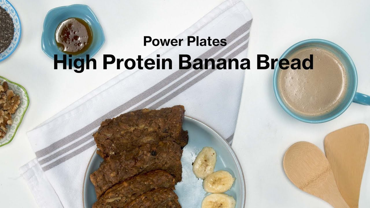 This isn't your grandma's banana bread, but it is a great high-energy substitute for bars and shakes.<br /><br />****<br /><br />14 Ingredients<br />10-Minute Prep<br />55-Minute Bake<br /><br />Ingredients<br /><br />– 4 overripe bananas<br /><br />– 2 eggs<br /><br />– 1 tsp vanilla extract<br /><br />– 1/4 cup butter or butter substitute, melted (We used Earth Balance)<br /><br />– 1/2 cup flax milk<br /><br />– 1 tbsp cinnamon<br /><br />– 1 scoop protein powder<br /><br />– 1/4 cup honey<br /><br />– 1/2 tsp salt<br /><br />– 1 1/2 cup whole wheat flour (We used Bob’s Red Mill)<br /><br />– 1/2 cup chia seeds<br /><br />– 1/2 cup walnuts, chopped<br /><br />– 2 tbsp rolled oats<br /><br />Directions<br /><br />– Preheat oven to 350 degrees.<br /><br />– Mash the bananas so that they are fairly smooth, but still leaving a few chunks.<br /><br />– Add honey, eggs, oil, vanilla, flax milk, baking soda, salt and protein powder. Mix until combined.<br /><br />– Add chia seeds, flour, rolled oats and walnuts.<br /><br />– Mix until smooth.<br /><br />– Pour batter into a greased 9 x 5 baking pan.<br /><br />– Place in oven for 55 to 60 minutes, until a toothpick inserted into the center comes out clean.<br /><br />– Remove from the oven and let cool for about 10 minutes.<br /><br />– Gently remove bread from baking pan and turn out on a flat surface or baking rack to cool for about 5-10 more minutes. Slice and enjoy!