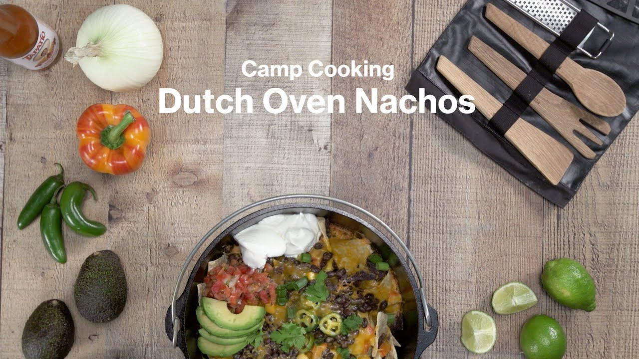 Because every trip into the Great Outdoors deserves an equally awe-worthy snack to accompany it.<br /><br />***<br />10 Ingredients<br />10-Minute Prep<br />10-Minute Cook<br /><br />Gear Used in This Video<br />Lodge Dutch Oven - 4 qt. http://www.avantlink.com/click.php?tt=cl&merchant_id=e295c418-295a-447c-b265-734e25f82503&website_id=fa5d5269-0089-4542-9ebb-c8e2874ef612&url=https%3A%2F%2Fwww.rei.com%2Fproduct%2F714249%2Flodge-dutch-oven-4-qt<br /><br />Ingredients<br /><br />– 1 bell pepper, diced<br /><br />– 4 cups tortilla chips<br /><br />– 1 can black beans, drained<br /><br />– 1 jalapeño, sliced<br /><br />– 1 cup shredded Mexican cheese<br /><br />– Pico de gallo (to taste)<br /><br />– 1 avocado, sliced<br /><br />– Sour cream (to taste)<br /><br />– 1 bunch cilantro, de-stemmed and chopped<br /><br />– Green onion, diced<br /><br />– Optional add-ons: Tapatio or hot sauce, diced black olives and onions, limes, 6-pack of Modelo, Corona or beer of choice.<br /><br />Instructions<br /><br />– Coat Dutch oven or skillet with thin layer of oil (best to use spray oil to avoid excess).<br /><br />– Place dutch oven on stove and heat on low.<br /><br />– Add layer of tortilla chips to cover bottom of Dutch oven or skillet.<br /><br />– Dice veggies and herbs.<br /><br />– Add black beans, sliced bell peppers, and jalapeño to top chips.<br /><br />– Top all ingredients with cheese.<br /><br />– Cover and cook about 10 minutes or until cheese is completely melted.<br /><br />– Uncover and add pico de gallo, sliced avocado sour cream to top.<br /><br />– Garnish with chopped cilantro and diced green onions.<br /><br />– Serve with Tapatio and a cold beverage. Enjoy!