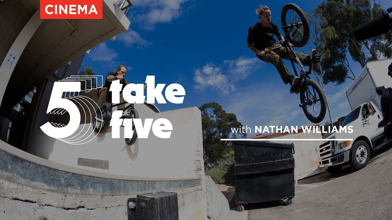 Take Five, a Cinema BMX series. This is your chance to ask the team what makes them tick.<br />Your favorite Cinema riders will Take 5 of your questions and share their insights right from the directors chair! <br /><br />For our fifth installment we've got Nathan Williams, live from San Diego!<br /><br />Stay tuned and follow the whole squad to see who's up next, and for your chance to get your questions answered!<br /><br />https://cinemabmx.com/<br />https://www.facebook.com/cinemabmx/<br />Follow us! @cinemabmx<br />Follow Nathan! @nathan88williams