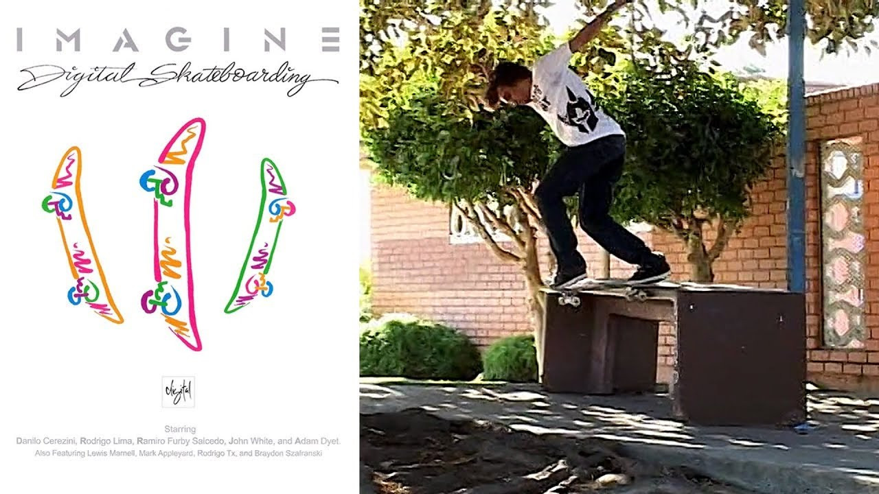 Digital Skateboarding Presents: “Imagine”<br /><br />Produced by Dennis Martin and Bill Weiss for Digital Skateboarding. Featuring Aaron Artis, Aaron Snyder, Adam Dyet, Adelmo Jr., Andrew Gourdouros, Andrew Pott, Antwuan Dixon, B Sheppard, Bjorn Johnston, Braydon Szafranski, Brazilian Man, Caswell Berry, Chima Ferguson, Chris Cowell, Colin McKay, Danilo Cerezini, Darren Starkley, Daryl Angel, Death Wish, Dennis Busenitz, Gareth Stehr, Greg Lutzka, Jani Laitiala, Jarrad Smith, John White, Josh Brogan, Lewis Marnell, Livi Brown, Lizard King, Manny Santiago, Mark Appleyard, Mike Guffey, Morgan Smith, Nick Florini, Nick Palmquist, Peter Ramondetta, Polo Felix may, Ramiro Furby Salcedo, Richie Belton, Rodrigo Lima, Rodrigo Tx., Ronson Lambert, Ryan Cooper, Ryan Gallant, Spencer Hamilton and Tony Montgomery.<br /><br />Chapters<br />00:00 Intro<br />03:11 Danilo Cerezini<br />07:04 John White<br />09:55 Montage I<br />12:47 Rodrigo Lima<br />16:14 Montage II<br />19:28 Ramiro Furby Salcedo<br />24:13 Adam Dyet<br />27:09 Credits<br /><br />31:16 Darkstar<br />31:52 Bones (muted due to copyright)<br />32:44 Volcom<br />33:15 The Skateboard Mag<br /><br />If you have Proper Skate Videos Digitized VHS Tapes or DVDs, please feel free to join our Discord Server and help us to Archive old physical Skate Videos.<br /><br />Odysee: https://odysee.com/@SkateVideoLibrary<br />Discord: https://discord.me/skatevideolibrary<br /><br />Video: 960x720p, 59.94fps, 6000 kbps<br />Audio: Stereo, 48.0 kHz, 128 kbps