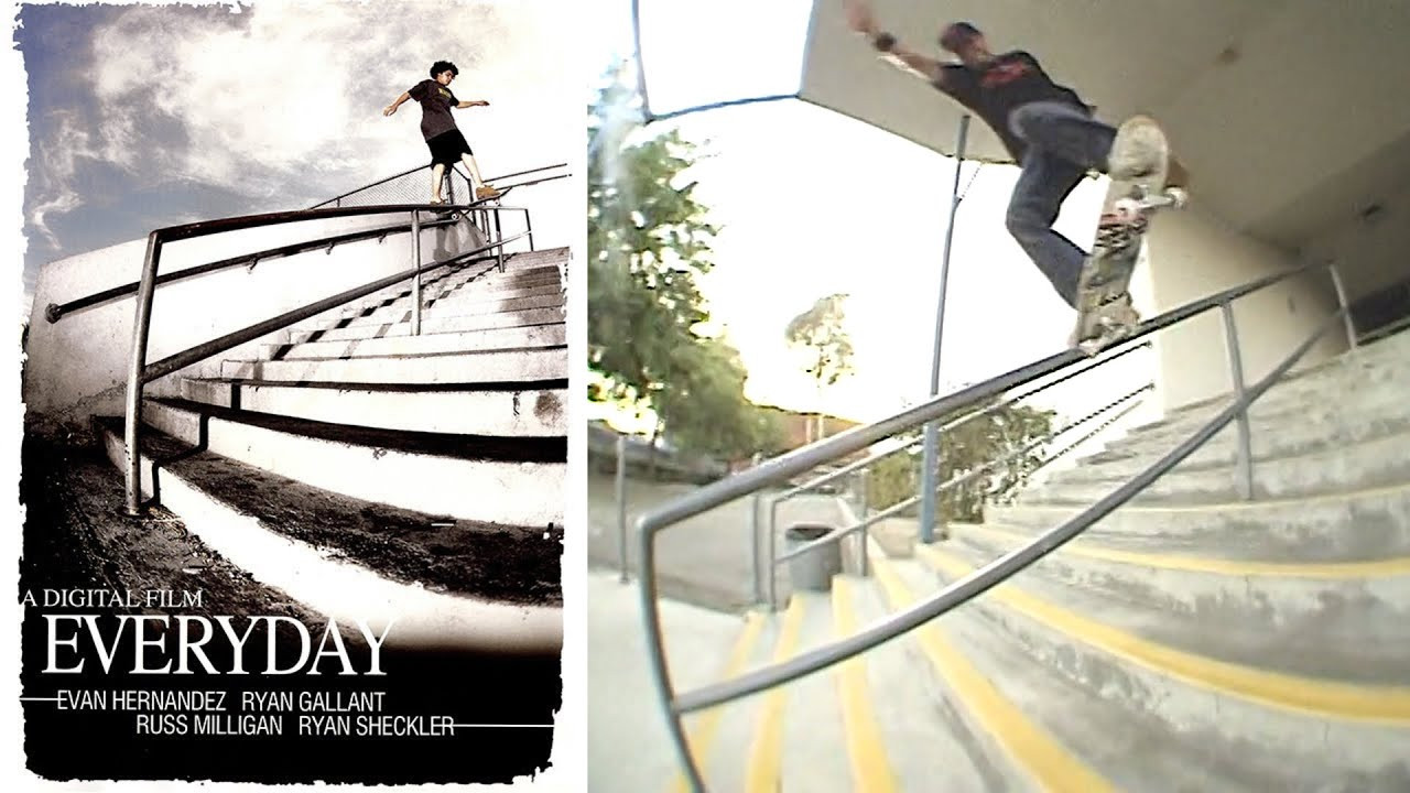 Digital Skateboarding Presents: “Everyday”<br /><br />Produced by Dennis Martin and Bill Weiss for Digital Skateboarding. Featuring Aaron Snyder, Abdias Rivera, Alex Moul, Alison Castro, Ben Kroesser, Brandon Bieble, Bryan Herman, Cairo Foster, Carlos De Andrade, Carlos Ruiz, Chad Fernandez, Chad Tim Tim, D.J. Chavez, Daewon Song, Danille Vierra, Dustin Dollin, Erik Ellington, Evan Hernandez, Fabian Gosin, Gailea Momolu, Gram Bickerstaff, Greg Lutzka, Jack Kurtain, James Atkins, Jason Jones, Jayme Fortune, Jesse Landen, Jimmy Astleford, Joey Poiriez, Kris Markovich, Kurtis Colamonico, Lizard, Mark Appleyard, Mark Gutterman, Paul Machnau, Rodney Jones, Russ Milligan, Ryan Gallant, Ryan Sheckler, Ted De Gros, Terry Kennedy, Trainwreck and Wolne De Santos.<br /><br />Chapters<br />00:00 Opener<br />02:41 Evan Hernandez<br />05:34 Russ Milligan<br />10:02 Montage One<br />12:52 Bryan Herman & Joey Poiriez<br />17:03 Ryan Gallant<br />19:24 Montage Two<br />24:06 Ryan Sheckler<br />27:42 Credits<br /><br />If you have Proper Skate Videos Digitized VHS Tapes or DVDs, please feel free to join our Discord Server and help us to Archive old physical Skate Videos.<br /><br />Odysee: https://odysee.com/@SkateVideoLibrary<br />Discord: https://discord.me/skatevideolibrary<br /><br />Video: 960x720p, 59.94fps, 6000 kbps<br />Audio: Stereo, 48.0 kHz, 128 kbps