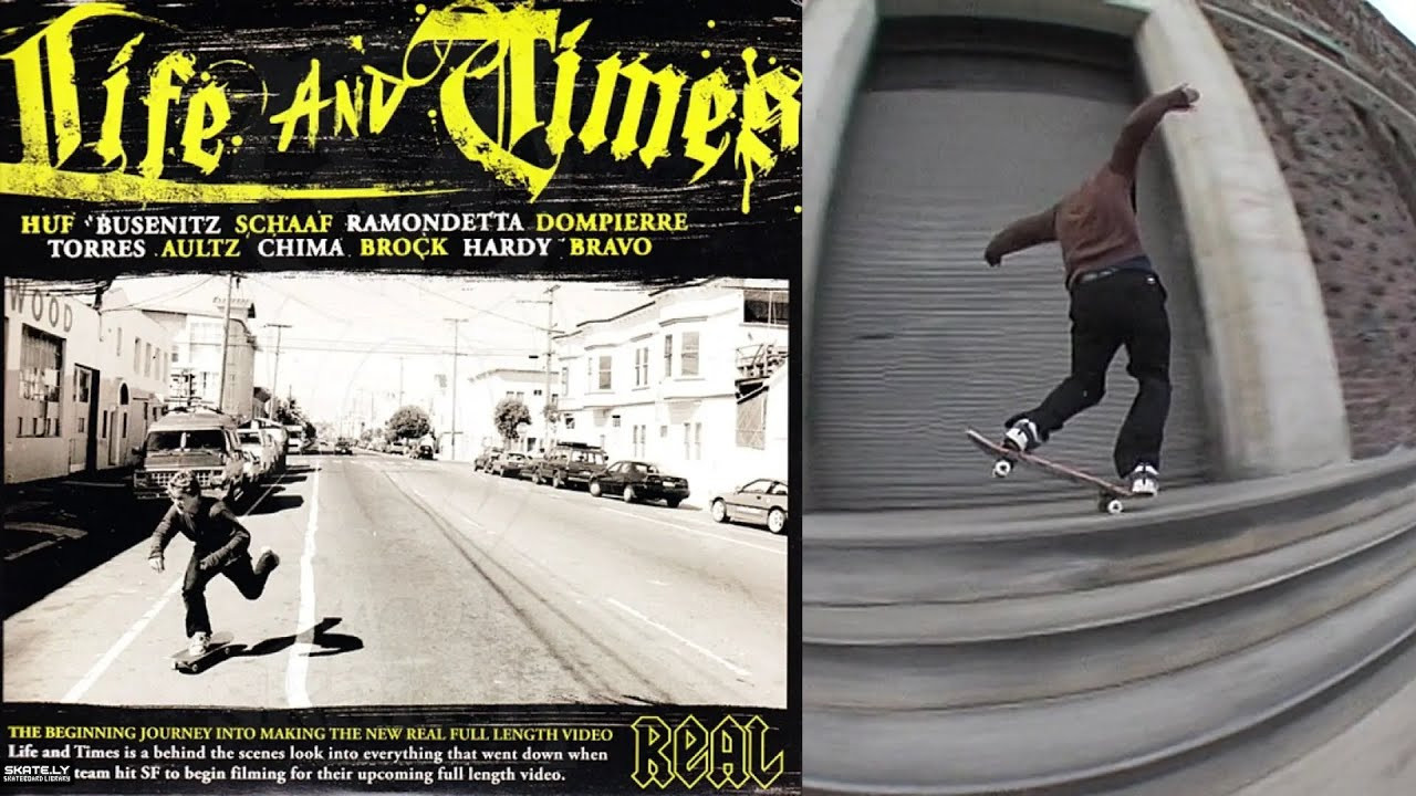 Real Skateboards Presents: “Life And Times”<br /><br />The Beginning Journey Into Making The New Real Full Length Video<br />Life and Times is a behind the scenes look into everything that went down when the Real team hit SF to begin filming for their upcoming full length video.<br /><br />A Real Skateboards video featuring Chima Ferguson, Damian Bravo, Dennis Busenitz, Ernie Torres, James Hardy, JT Aultz, Justin Brock, Keith Hufnagel, Max Schaaf, Nick Dompierre and Peter Ramondetta.<br /><br />Chapters<br />0:00:00 Intro<br />0:01:51 Hunter's Point<br />0:05:30 Alameda<br />0:09:02 Berkeley<br />0:12:18 San Francisco<br />0:14:34 Oakland<br />0:17:08 Dart Deal<br />0:19:42 Credits<br /><br />0:22:36 Alternate Angles Out-Takes<br />0:41:39 Dinner With Justin<br />0:42:35 "I'm Not Down"<br />0:45:45 The Enhancer<br />0:46:07 Dart Deal (Full Version)<br />0:57:43 Chima<br />1:00:10 NY To SF Movie<br /><br />1:02:46 Bravo/Taylor St.<br />1:09:56 Ernie Gone Wild<br />1:12:03 Through II Trailer<br />1:13:25 Johnny Ramone<br />1:14:46 Reason To Believe Trailer<br />1:16:48 Recent Ads<br />1:17:39 Dompierre Adio Commercial<br /><br />If you have Proper Skate Videos Digitized VHS Tapes or DVDs, please feel free to join our Discord Server and help us to Archive old physical Skate Videos.<br /><br />Odysee: https://odysee.com/@SkateVideoLibrary<br />Discord: https://discord.me/skatevideolibrary<br /><br />Video: 960x720p, 59.94fps, 6000 kbps<br />Audio: Stereo, 48.0 kHz, 128 kbps