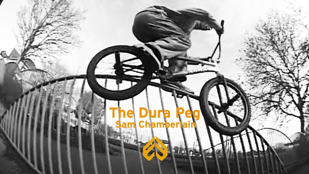 https://eclatbmx.com/products/pegs/dura-peg/<br /><br />The ever creative Sam Chamberlain comes through with a promo showing what our new heavy-duty DURA Pegs were designed for.<br /><br />A modern-day street peg with everything you need, and nothing that you don't. The DURA Peg was designed to meet the demands of our team riders that like to put their pegs to war in the streets. Made 4130 heat treated Chromoly, the DURA peg features a thicker 3.5mm end and a longer 4.6" length to give you plenty of peg to grind on during crooked grinds and hard spins. Simple CNC weight savings on the base save a few grams and a super slick ED coating keeps you sliding right out of the box. a peg might be a simple item but we put a lot of thought into this one and we could not be more stoked on our new street peg.<br /><br />https://eclatbmx.com/
