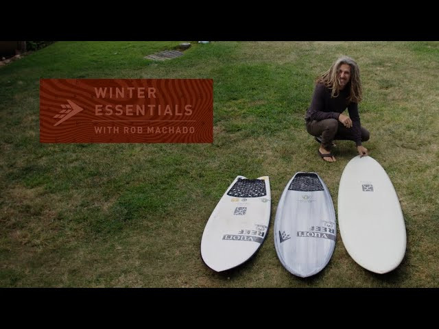 Tap here: bit.ly/3u78Q6Y for more with Rob.<br /><br />Rob Machado's Winter Essentials quiver breakdown. <br /><br />The Sunday - Rob's favorite for trim lines and long wraps, the Sunday is his mid length designed with slow mornings in mind. This shape is easy like Sunday mornings. Now updated in limited edition builds with no center fin box, The Sunday is what Rob likes to ride on the reefs by his house and point breaks in Mexico. Crafted in generous high volume dimensions, the Sunday suits all skill levels and excels most on soft, mushy waves with big faces.<br /><br />The Mashup - Surfboard designing minds combined, the Firewire Surfboards Mashup in Helium Technology with Volcanic Lamination is the best of Dan Mann's Dominator and Rob Machado's Seaside combined into the ultimate performance hybrid. The Mashup is Rob's favorite shape for Boardrider's club competitions and round pocketed days at home; any conditions that call for quick response, crisp turns and fast cracks in the lip.<br /><br />The Too Fish - Rob's version of the ultimate California fish, the Firewire Surfboards Too Fish in Helium Technology is an easy paddler, easy wave catcher and ultimate speed line creator. Built for fast lines and flying past oncoming sections, the Too Fish shape is a favorite of Rob's at beach breaks and more.<br /><br />Find a bull breakdown of Rob's Winter Essentials at the link below:<br /><br />bit.ly/3u78Q6Y