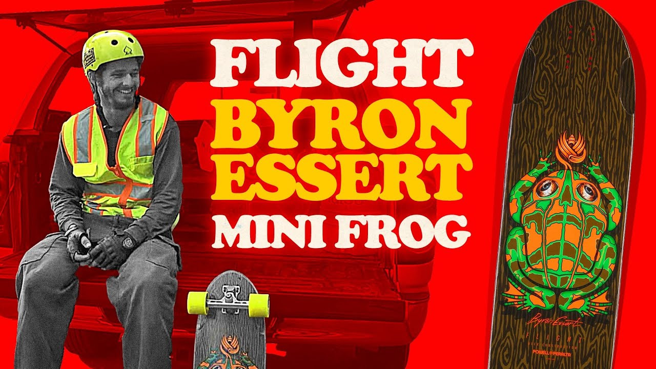 The Mini Byron Essert deck in FLIGHT has shipped to select skate shops! <br /><br />9" x 37.38"<br />25"/25.4" Wheelbase<br /><br />This is a totally new construction for us here, using FLIGHT technology, but made in a classic Mini Byron mold. This new constructions makes the concave POP with sharp edges, more defined drops, and a deeper more aggressive feel to all the features. The new FLIGHT composite lay up makes the deck substantially stiffer than previous verisons, with a mild lengthwise flex, and practically zero flex torsionally we know you’ll be amazed with the performance of this rocket ship! <br /><br />For this release, the team went deep into the Sierras of California to spend some time skating, testing, and enjoying a weekend in the woods and on the hills. Byron Essert, Chet Bolstridge, and Lars Troutwine put down some heavy laps on this new deck to put its through its paces. We’re stoked to release this video capturing the experience.<br /><br />Enjoy! <br /><br />Film / Edit: Chet Bolstridge @ncmbtv5156