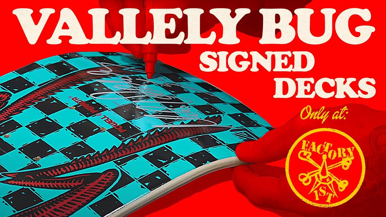 ​@mikevallely stopped by Skate One and signed a batch of his 'Bug' Reissue Decks. Now available in the Skate One 'Factory 1st' Collection.<br /><br />https://www.skateone.com/powell-peralta-signed-mike-vallely-bug-reissue-skateboard-deck-blue-w-red-foil-10-x-30-25<br /><br />Signed by Mike V. Only 87 offered.<br /> <br />Straight out of the Powell Peralta vaults, the Vallely Bug graphic was initially turned down by Mike himself, and almost lost to our dusty archives. Originally sketched for the Geegah shape, Mike went with the iconic Elephant design for his debut pro model—legendary in its own right. But now, thanks to Sean Cliver’s Disposable for inspiration, this unreleased graphic is finally dropping on the classic Elephant shape.<br /> <br />Bonus trivia: The colorway? Printed half-scale on copy paper and brought to life with magic marker. DIY history.<br /> <br />*Due to the nature of foil during the production process, you may notice some faint lines or subtle inconsistencies. This is completely normal.<br /> <br />**If you don’t plan on skating this deck, please handle carefully when removing from the packaging. The ink/foil adhesion is delicate and can be easily scratched.