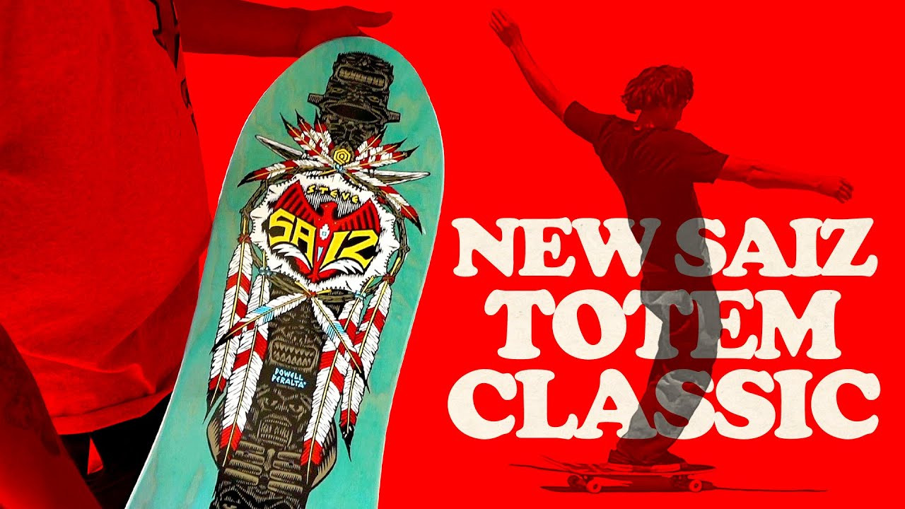 @ChristopherHiett., @ZachDoelling, @Garcias_Finest, Landon Belcher, and Matthew Wilcox on the blue stain Saiz 'Totem' Classic. In stock and shipping to skate shops everywhere.<br />10" x 30.81"<br />15" Wheelbase<br />https://www.skateone.com/powell-peralta-steve-saiz-totem-skateboard-deck-blue-stain-10-x-30-81<br /><br />Music by Skatemaster Tate