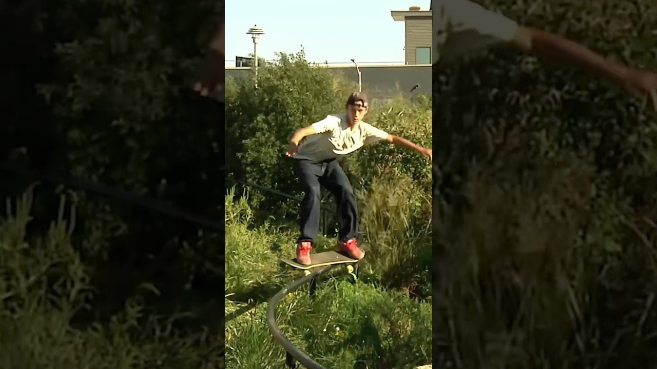A trick in two acts: Jiro Platt hits a Smith grind on Brooklyn's Snake Rail to rock ride out! #skateboarding