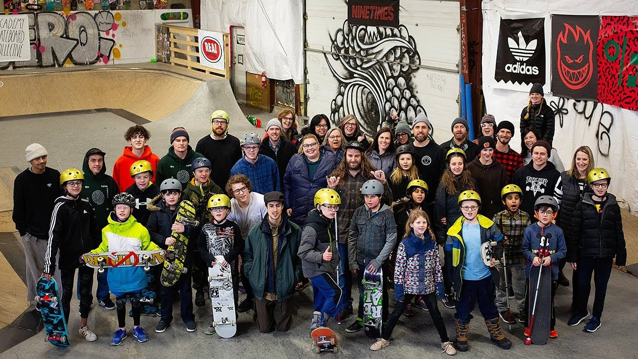 On an extremely cold Friday in February, Dan Mancina brought his love of skateboarding to Calgary, Alberta, Canada and helped change the lives of fifteen visually impaired youth. In partnership with non-profit organization Academy Skateboard Collective, Dan shared his story and introduced skateboarding to the youth, their parents and school staff. Dan’s story of resilience not only resonated deeply with the group of students but its impact on their caregivers was equally visceral. As the students familiarized themselves with their skateboards and the skatepark, they approached standing on the boards, rolling, pushing and pumping the transitions with an uninhibited confidence. In a short amount of time, students comfortably explored the physical landscape in a way they had never before: through the lens of skateboarding. The impact Dan has left on our community will not be soon forgotten. He gave us all one residing message; anything is possible. The experience reminded us that we are not defined by perceived barriers but that we can find meaning in our ability to adapt in the face of them. Isn’t that what skateboarding is truly about? Thank you Dan Mancina, Real Skateboards, Adidas, Ninetimes Skate Shop, the Compound Skatepark and everyone else that made this event possible.<br />Sincerely, Everett Tetz Founder and Director of Academy Skateboard Collective<br /><br />Check out the full recap at http://www.dlxsf.com/news/dan-mancina-compound-skatepark-calgary/ <br /><br />https://actionsrealized.com<br />http://academyskateboardcollective.com<br />https://www.ninetimesskateshop.com<br />http://thecompoundyyc.com