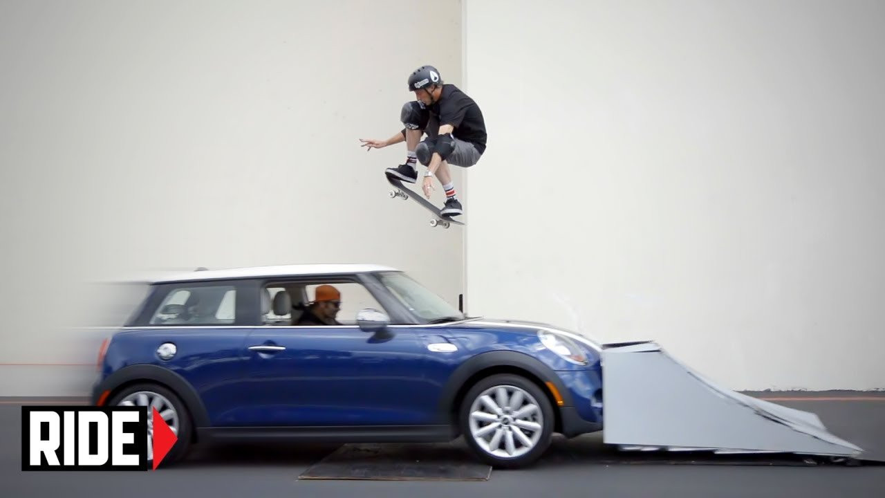 Tony Hawk risks his life by jumping over a MINI Hardtop a split second before it plows through the ramp.<br /><br />Music By:<br />Spider Fever<br />"Back to You"<br />http://www.cavepunk.com<br /><br />SUBSCRIBE to RIDE: http://bit.ly/HZ9Dau<br />Like RIDE on FACEBOOK: http://facebook.com/ridechannel<br />Follow RIDE on INSTAGRAM: http://instagram.com/ridechannel<br />Follow RIDE on TWITTER: http://twitter.com/ridechannel
