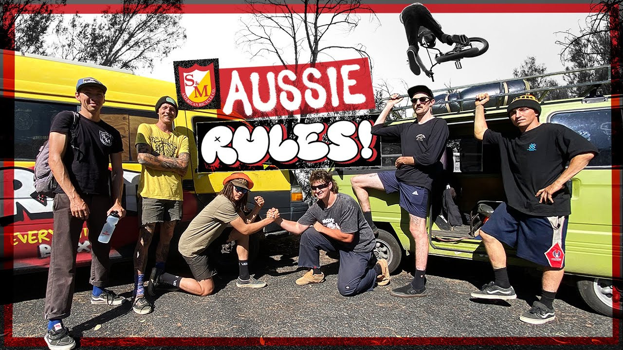Dirt rules! So does Australia… and Jon “Termite” Mackellar, James “Jimmah” Pease and their Kiwi mate Joe Simpson. Which is why we decided to export some of the USA’s finest Grade A apes in Clint Reynolds, Nate Halahan and Aryei Levenson -- and with the help of some of Oz’s biggest trail technicians -- graze the lot of them from Sydney to Canberra and back again. Bowls for breakfast, rails for lunch and dirt for dinner… it was a smorgasbord and Stew Johnson caught it all on camera. Dirt rules! The Aussie Rules edition OUT NOW!<br /><br />Buy the DVD (which also features Dirt Rules!) here: https://www.sandmbikes.com/product/merch/videos/sm-aussie-rules-dvd/<br /><br />Filmed and Edited by Stew Johnson