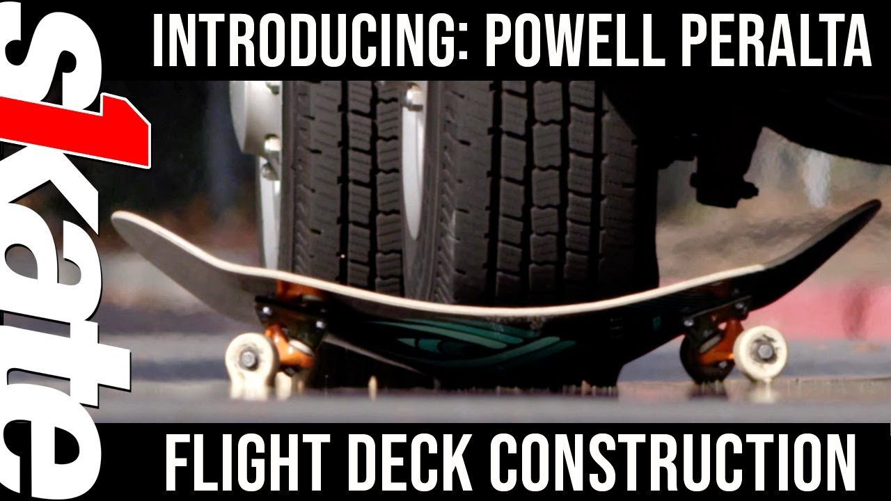 Shop here - http://bit.ly/PPFlightDecks<br /><br />Built in a new production area in our Ventura, California facility, Powell-Peralta FLIGHT™ decks are stronger, thinner and lighter than an average 7-ply. You'll get the feel of it in an hour or two and begin to realize you can do things riding a Flight deck that cannot be done on a 7-ply. Flight decks allow you to extend your limits, because they let you ollie higher, flip faster, do tricks more easily, while lasting considerably longer than most maple 7-plys. #flightdeckconstruction<br /><br />FLIGHT™ decks are:<br /><br />Thinner - as thin as your phone<br />Lighter than most similar sized 7-ply<br />Stronger - more than twice as strong in our tail break tests<br />Longer lasting - The epoxy infused, fiber reinforced structure of the Flight deck is extremely resistant to breaking, and this structure gives them "everlasting pop" that doesn't fade as your deck slowly wears.<br />Ollies higher because of greater rebound and snap.<br />Team testing suggests that Flight decks will last several times longer than a 7-ply, making them a great value as well as a superior performing skateboard.<br /><br />*Remember, skateboards are meant to be ridden, not run over by a car or truck.
