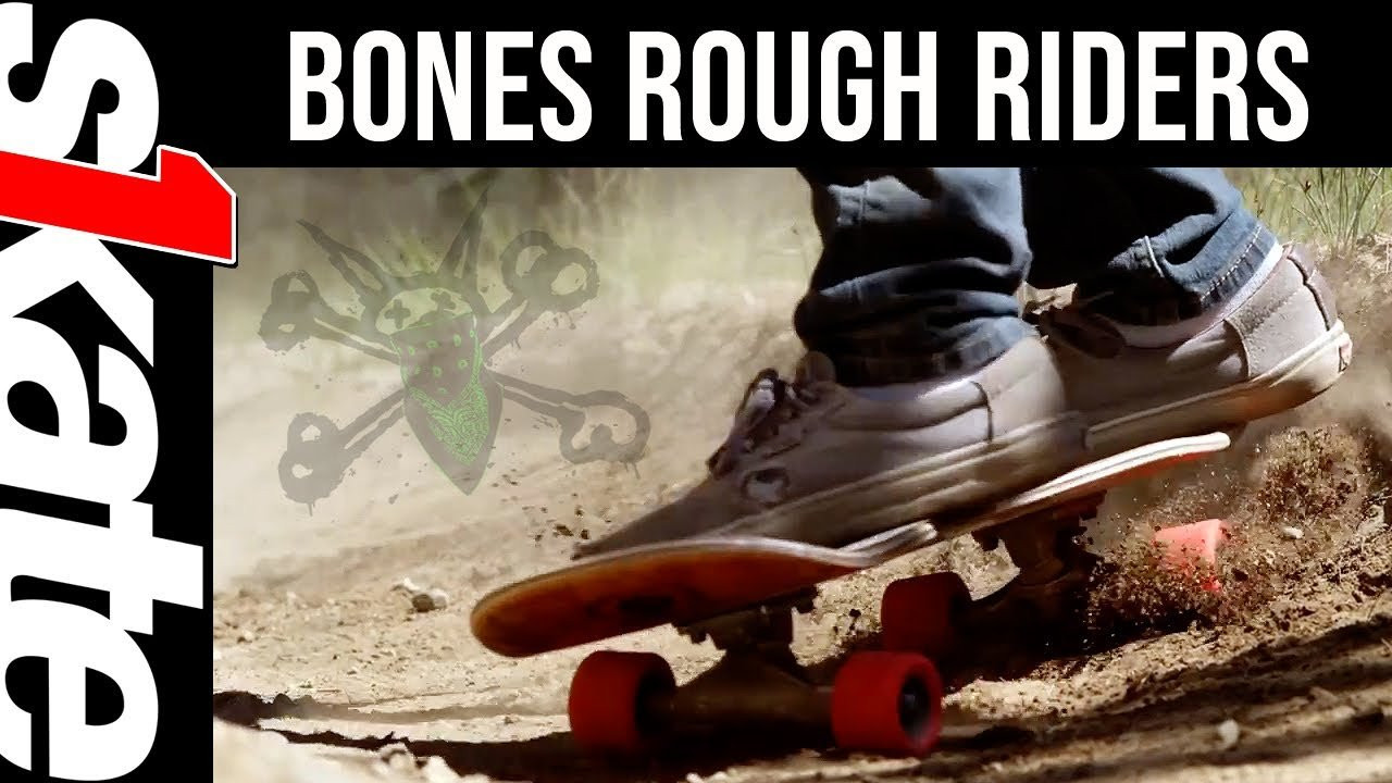Rob Washburn kicks us some info about Bones "Rough Rider" Wheels.<br /><br />Not every skateboarder has an ideal place to go and ride. We here at Bones wheels wanted to design a wheel that could not only be used for cruising and general riding but also to support skaters in areas without any access to smooth terrain. We believe we have succeeded at developing such a wheel and we have it here in our product line known as Rough Riders. They come in a variety of colors: white, black, red, green, orange and yellow. They come in two sizes: 56 and 59mm. The challenge for us was not just to design a wheel that could handle riding on rough surfaces but to design a wheel that would thrive on many types of harsh terrain. First we needed to design a hub to support the types of impacts the wheels would receive on rougher terrain as well as protect the bearings from these same stresses. We also needed the hub to bind naturally to our ATF formula without the need of any mechanical bonds. This natural bond allows more synergy between the hub and the urethane giving you optimum rebound and and unbelievably roll over harsh terrain. The two formulas within this one wheel, the hub and the All Terrain Formula are designed to work together to create a higher rebound. When rolling over obstacles in your path the energy absorbed by impacts on the wheel are then transferred into acceleration when passing over these obstacles. This is what we mean by higher rebound. These improved technologies for Rough Riders have opened many doors to terrain that was once overlooked. Rough Riders are not only used on roads less traveled but they are also a great cruiser wheel to cruise to the store and get that six pack. Boom!