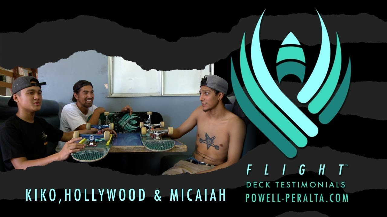 From The Orchid Ranch, Kiko Francisco, Hollywood Martinez and Micaiah Furukawa share some thoughts on riding Powell-Peralta #FlightDeckConstruction decks. <br />“Best in the game.” <br />“They don’t get soggy in the pop." <br />“Makes me go faster and I just want to go higher.” <br /><br />More info here - http://bit.ly/PowellPeraltaFlight