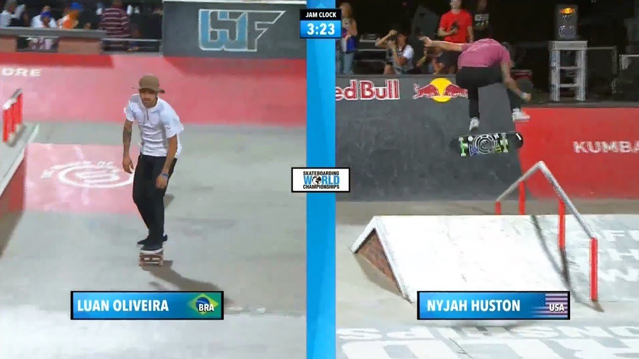 Luan Oliveira and Nyjah Huston battle for the Kimberley Diamond Cup Street Final, South Africa, in 2015.<br /><br />This clip is part of a 100 video playlist, linked by QR codes in Iain Borden "Skateboarding and the City: a Complete History" (Bloomsbury, 2019), the definitive book on classic and contemporary skateboarding.<br /><br />USA orders<br />https://www.amazon.com/Skateboarding-City-Iain-Borden/dp/1472583450/<br />https://www.bloomsbury.com/us/skateboarding-and-the-city-9781472583451/<br /><br />UK/Europe orders<br />https://www.amazon.co.uk/Skateboarding-City-Iain-Borden/dp/1472583450/<br />https://www.bloomsbury.com/uk/skateboarding-and-the-city-9781472583451/<br /><br />‘This book holds the comprehensive evolution of getting radical. How, when, why, and who, told with a genuine passion for the art of skateboarding. Borden continues to be the scribe of skateboarding’s history, perceptively documenting skate culture’s influences on wider society.’<br />Oliver Percovich, Founder of Skateistan<br /><br />‘Borden’s work is as varied and bedazzling as the most expert of skaters. He addresses skateboarding’s romantic, subcultural past through its global, social, and political present. Throughout, his voice is readable and approachable, a fine balance of the committed academic and beguiled practitioner. The result is nothing short of indispensable.’<br />Kyle Beachy, Associate Professor, Roosevelt University
