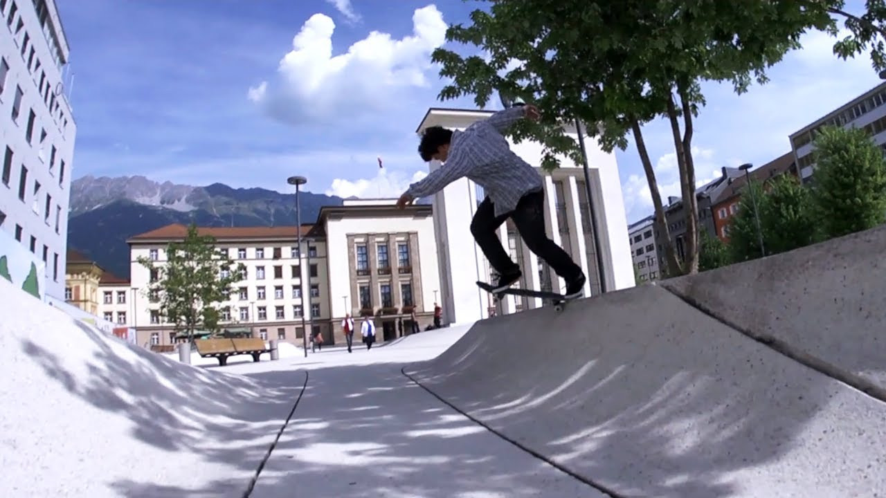 DC riders Christopher Scherscher, Tobias Trautmann and Luc Paulus exploit the skate-friendly urban design of Landhausplatz public square, Innsbruck, Austria.<br /><br />This clip is part of a 100 video playlist, linked by QR codes in Iain Borden "Skateboarding and the City: a Complete History" (Bloomsbury, 2019), the definitive book on classic and contemporary skateboarding.<br /><br />USA orders<br />https://www.amazon.com/Skateboarding-City-Iain-Borden/dp/1472583450/<br />https://www.bloomsbury.com/us/skateboarding-and-the-city-9781472583451/<br /><br />UK/Europe orders<br />https://www.amazon.co.uk/Skateboarding-City-Iain-Borden/dp/1472583450/<br />https://www.bloomsbury.com/uk/skateboarding-and-the-city-9781472583451/<br /><br />‘This book holds the comprehensive evolution of getting radical. How, when, why, and who, told with a genuine passion for the art of skateboarding. Borden continues to be the scribe of skateboarding’s history, perceptively documenting skate culture’s influences on wider society.’<br />Oliver Percovich, Founder of Skateistan<br /><br />‘Borden’s work is as varied and bedazzling as the most expert of skaters. He addresses skateboarding’s romantic, subcultural past through its global, social, and political present. Throughout, his voice is readable and approachable, a fine balance of the committed academic and beguiled practitioner. The result is nothing short of indispensable.’<br />Kyle Beachy, Associate Professor, Roosevelt University