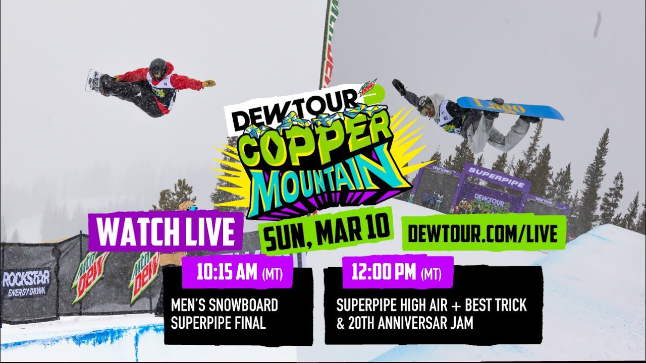 Closing out Winter Dew Tour 2024 weekend at Copper Mountain is the men's snowboard superpipe final! One of the most competitive fields of the weekend includes Scotty James with back-to-back Dew Tour wins under his belt, returning champion Ayumu Hirano, seasoned superpipe contender Danny Davis, and serious top podium threats Ruka Hirano, Chase Josey, Kaishu Hirano, and more. The Superpipe High Air & Best Trick Jam follows the men's superpipe final, inviting all Dew Tour athletes to let their hair down in a 30-minute jam. And to celebrate the 20th anniversary of the Dew Tour, ski and snowboard legends drop into the superpipe to close out the weekend with a bang.<br /><br />3/10/24 Schedule: (all times in MT)<br />10:15 AM – 11:15 AM Men’s Snowboard Superpipe Final<br />12:00 PM – 12:30 PM Superpipe High Air & Best Trick Jam / 20th Anniversary Celebration Superpipe Jam<br /><br />____<br />For the latest from Snowboarder Magazine check out:<br /> https://www.snowboarder.com/<br /> Facebook - https://sbdr.co/Facebook<br /> Instagram - https://sbdr.co/Instagram<br /> Twitter - https://sbdr.co/Twitter<br /> YouTube - https://sbdr.co/YouTube