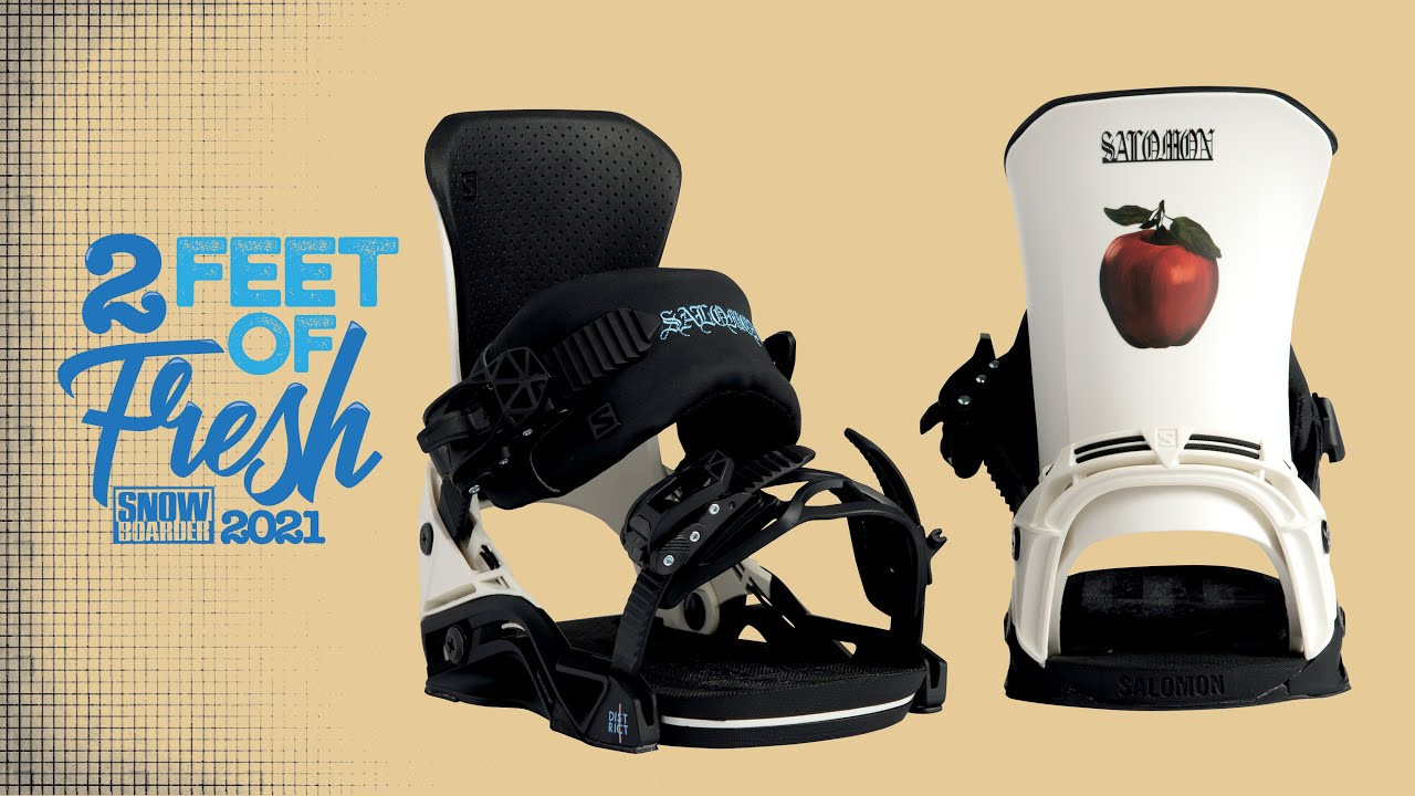 For 2021, it is clear that the boot and binding makers in snowboarding have collectively put their best foot forward by putting the experience of your feet at the forefront of their dedicated designs. Comfort, customization, and control are paramount in this selection of our favorite new bindings and boots, and after a week at Mount Hood putting each piece of gear through the paces at Timberline Resort, we can confidently say that each brand’s meticulous technology and features work together cohesively in pursuit of the best carving experience possible. Staying connected to your board is about much more than tightening a few screws—quick response and long-lasting comfort come down to the cohesiveness of your boot, bindings, and board. So, check out the 2021 edition of SNOWBOARDER’s Two Feet of Fresh and perhaps you will find the boots and bindings that will give your season a leg up, even when you’re going downhill. <br /><br />Tech Highlights:<br />- Shadowfit Technology<br />- Micro Max Adjustment<br />- Quick Kevlar and PowerHook<br /><br />MSRP: $250<br />Website: www.salomon.com/snowboard<br /><br />Salomon says:<br />District by Des is our unisex offering in a medium flex, with artwork from Desiree Melancon.<br /><br />SNOWBOARDER says:<br />Whether dropping into street rails, bombing banked slalom turns, or sending up rooster tails on pow days, Desiree Melancon swears by the intuitive response of the Salomon District in her signature By Des colorway featuring art that pairs with her Gypsy Pro snowboard. The versatility of these bombproof unisex bindings begins with Salomon’s proprietary Shadowfit Technology, which features a soft heelcup that allows for a natural connection between board, boot, and binding, providing support without restricting boardfeel. A versatile technology, turning, tweaking, and pressing are all enhanced by Shadowfit. The power of the District by Des is further increased by Quick Kevlar, Kevlar stringers that work in tandem with the soft heelcup for precise movement, and the PowerHook, which connects the Kevlar with the baseplate to transfer power when turning. In addition, SCS+ Full Eva absorbs shock when landing, so sidehits and park lines are easy to repeatedly lap. Finally, making any changes on the fly is easy with Salomon’s Micro Max Adjustment, an easy, tool-less adjustment system that lets you tweak any part of your bindings that need adjusting, no matter where you are. Bottom line, the Salomon District by Des bindings are a surefire way to amplify your boot-to-board connection this winter, with a pleasing aesthetic brought to you by Desiree, herself.<br /><br />For the latest from Snowboarder Magazine check out:<br /> https://www.snowboarder.com/<br /> Facebook - https://sbdr.co/Facebook<br /> Instagram - https://sbdr.co/Instagram<br /> Twitter - https://sbdr.co/Twitter<br /> YouTube - https://sbdr.co/YouTube