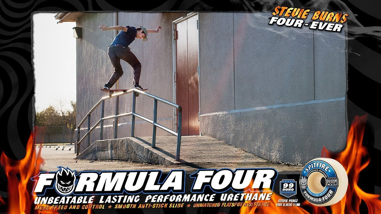 Stevie Perez. Spitfire Formula Four. Burn Fourever.<br />Watch and win your own set of Formula Four Wheels. <br /><br />2 winners will be picked to win a set of the new Formula Four Wheels. <br /><br />For more go to:<br /><br />http://instagram.com/spitfirewheels<br /><br />http://spitfirewheels.com/<br /><br />https://www.facebook.com/spitfire.wheels