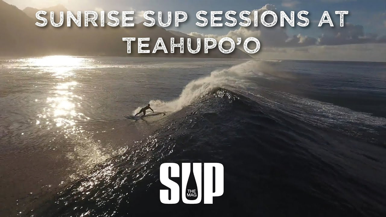 SUP surfer Charles Vandemeulebroucke scores some fun waves on a beautiful morning in Tahiti.