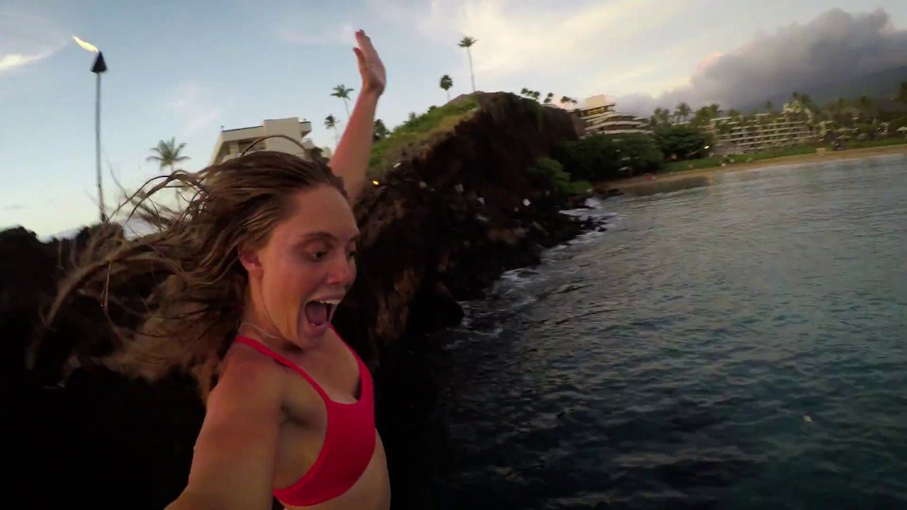 Standup paddler Lara Claydon goes for a family paddle at Ka'anapali Beach in Maui and does some cliff jumping.